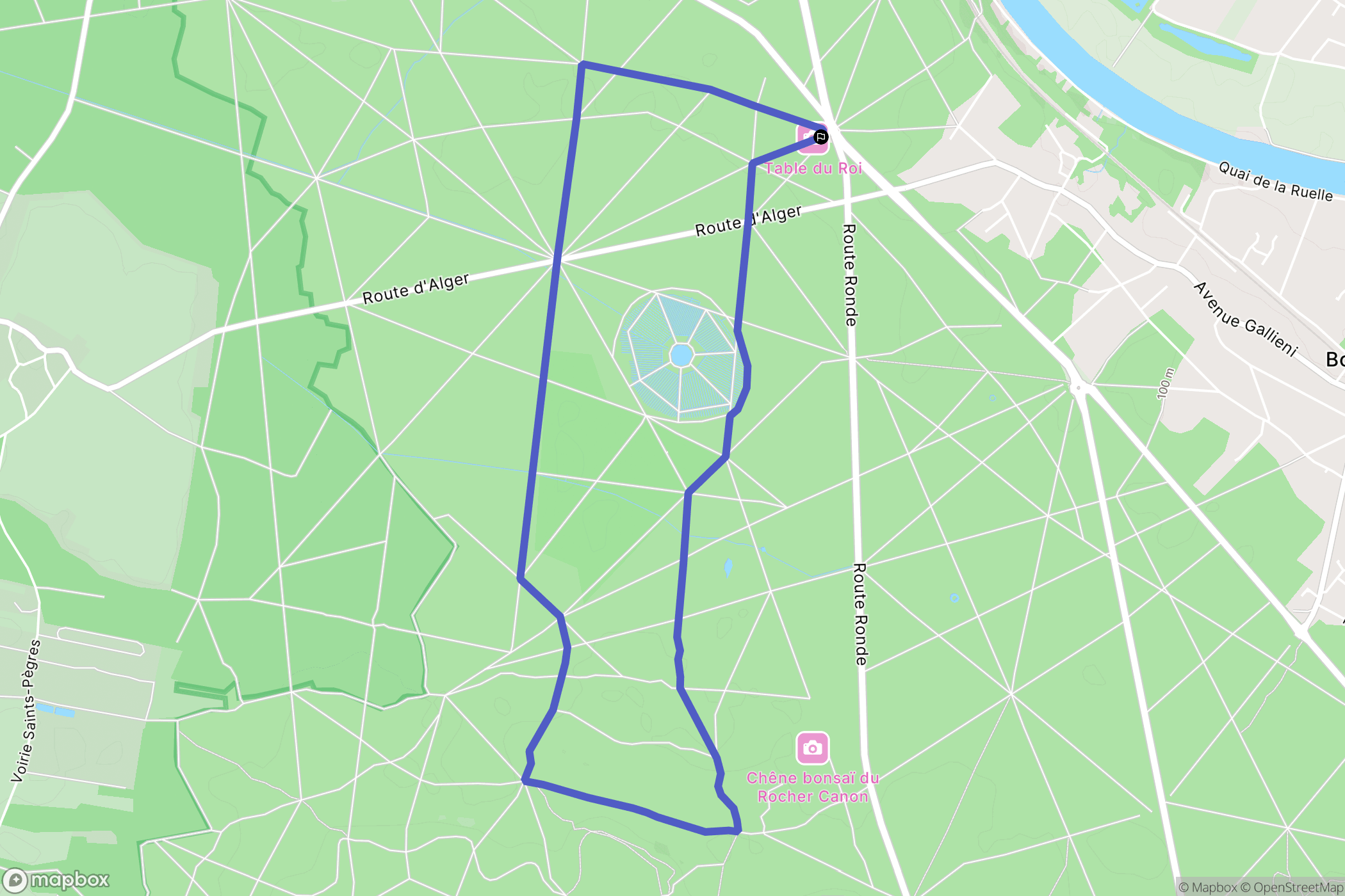 Fontainebleau : carte du parcours de randonnée - France