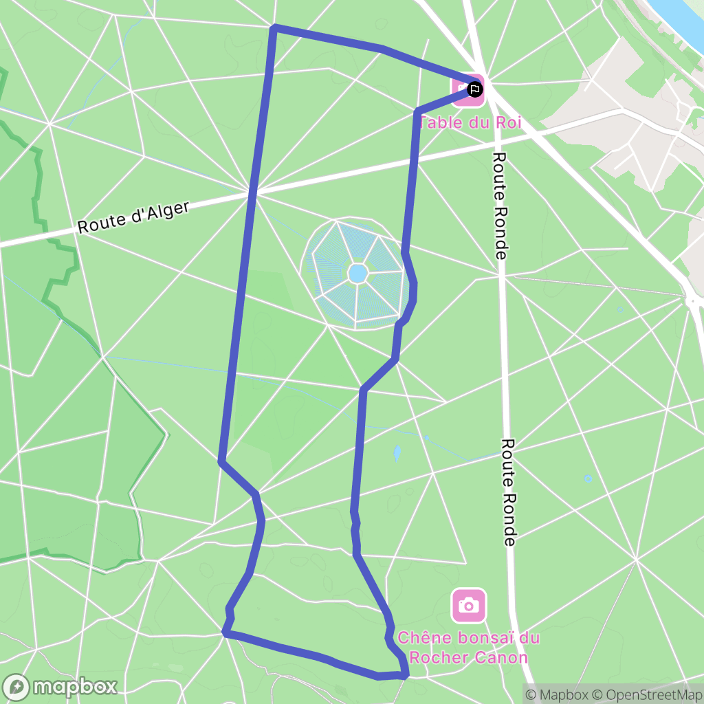 Fontainebleau : carte du parcours de randonnée - France