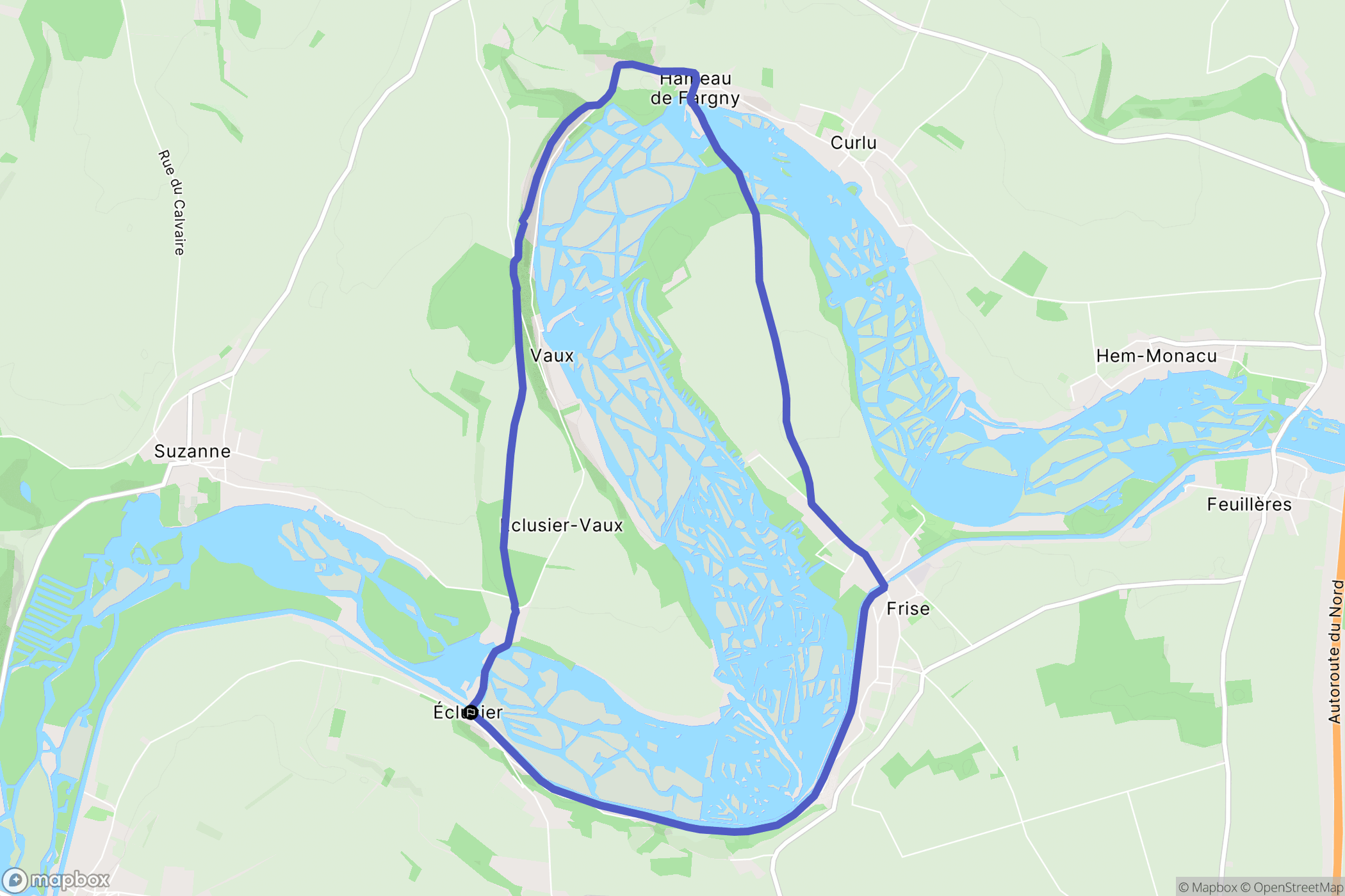 Éclusier-Vaux : carte du parcours de randonnée - France