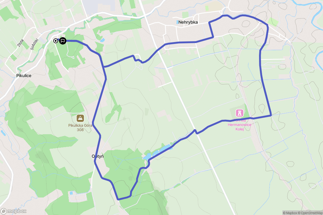 Pikulice: mapa trasy - Poland