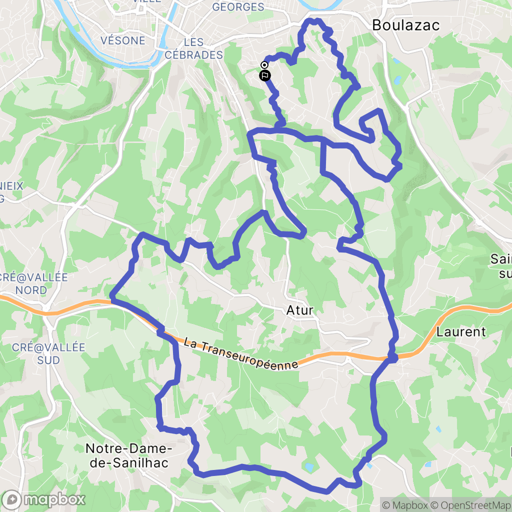 Boulazac Isle Manoire : carte du parcours de randonnée - France