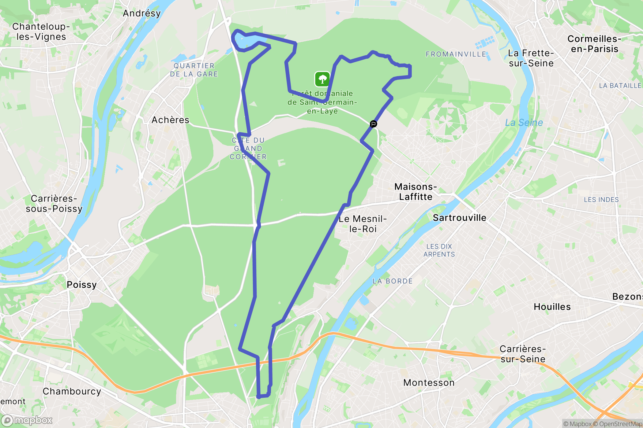 Saint-Germain-en-Laye : carte du parcours de randonnée - France
