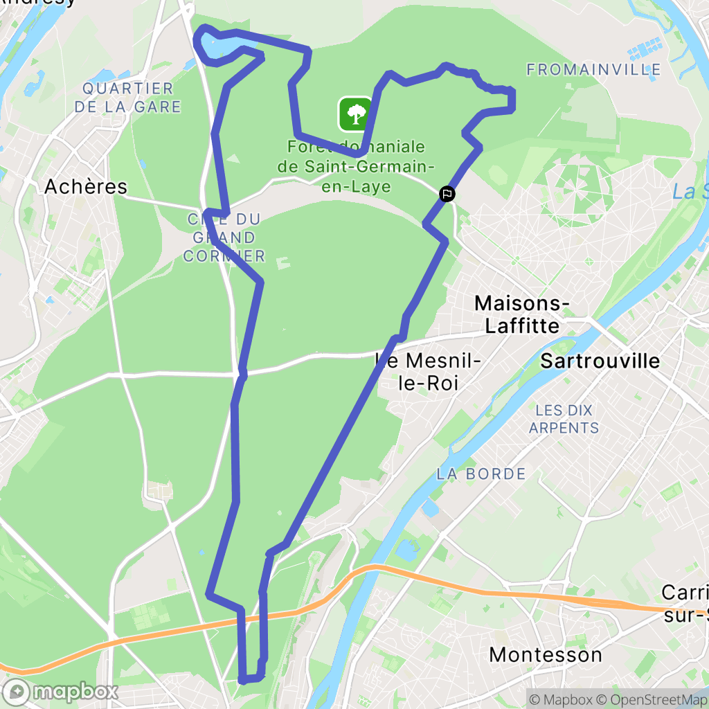 Saint-Germain-en-Laye : carte du parcours de randonnée - France