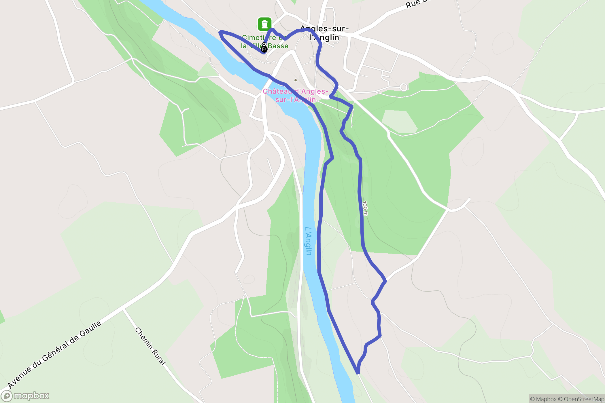Angles-sur-l'Anglin : carte du parcours de randonnée - France