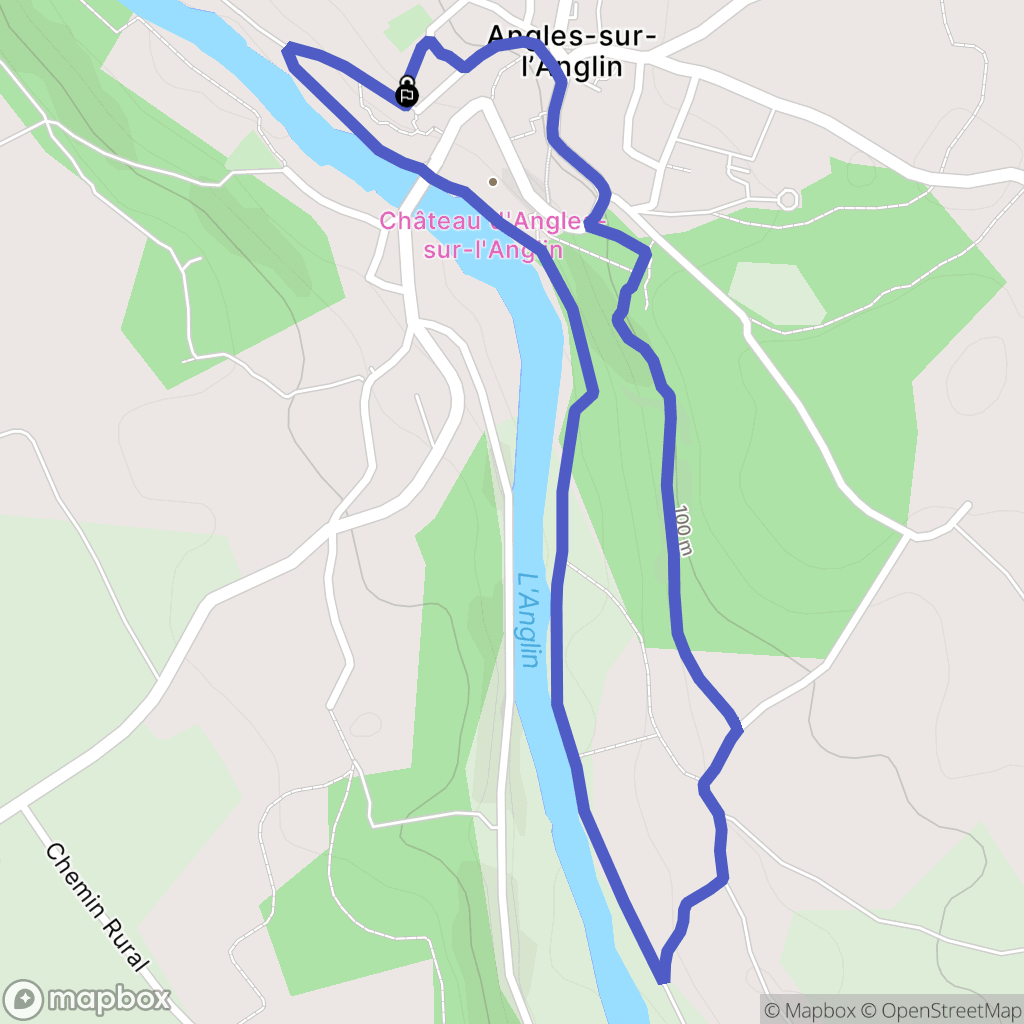 Angles-sur-l'Anglin : carte du parcours de randonnée - France