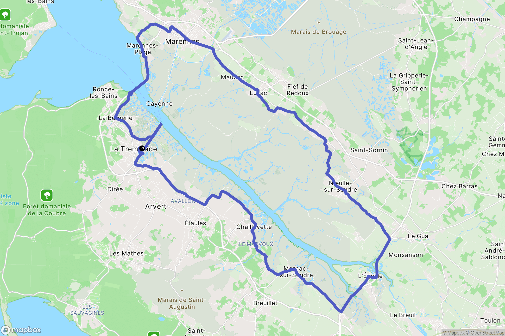 La Tremblade : carte du parcours de randonnée - France
