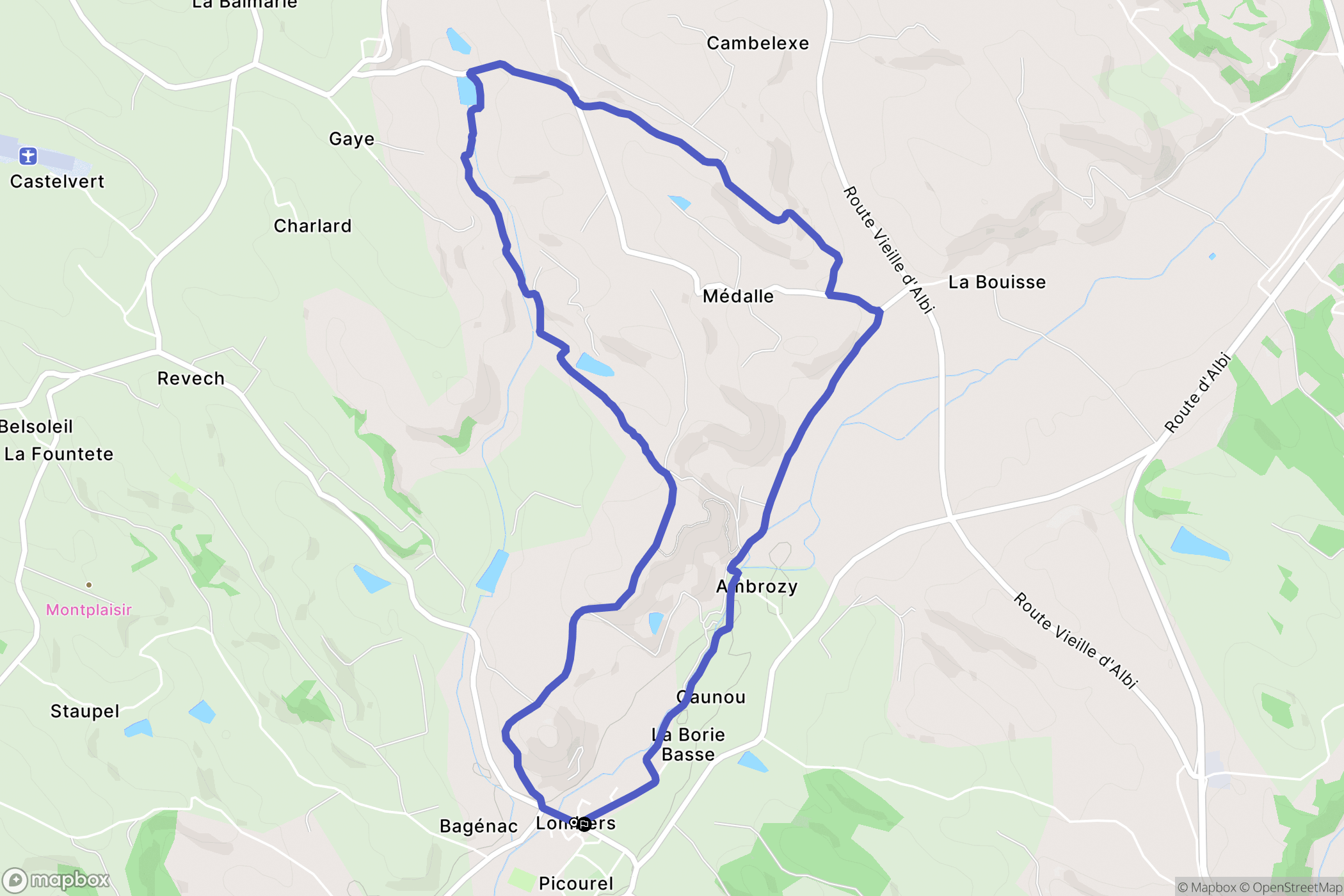 Lombers : carte du parcours de randonnée - France