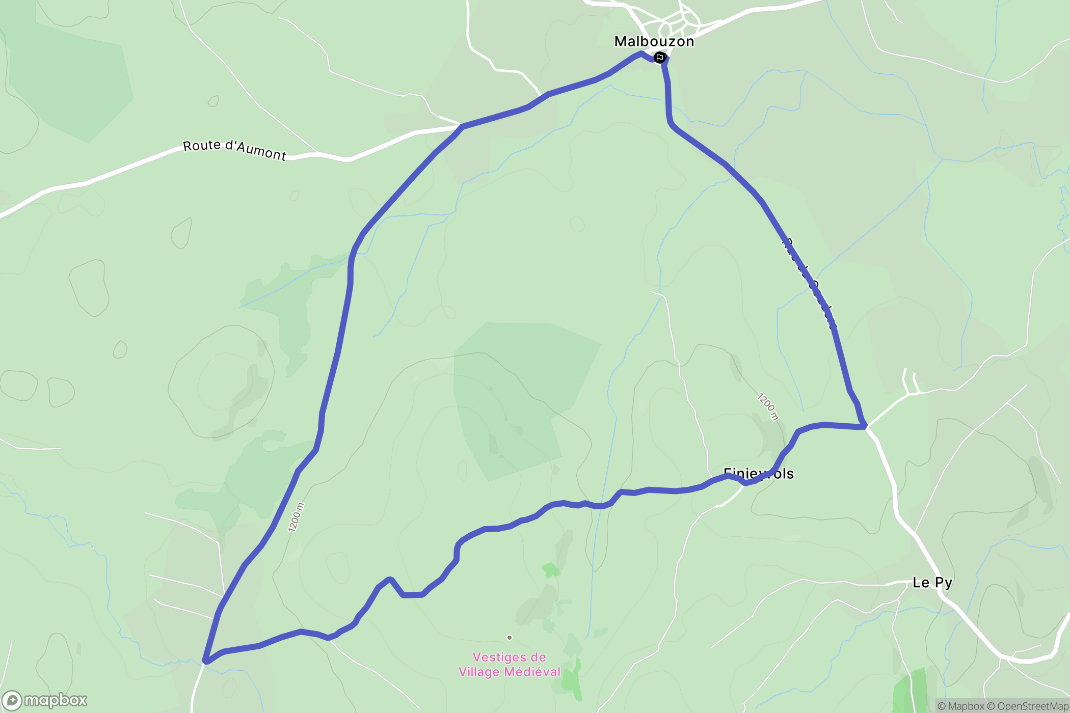 Prinsuéjols-Malbouzon : carte du parcours de randonnée - France
