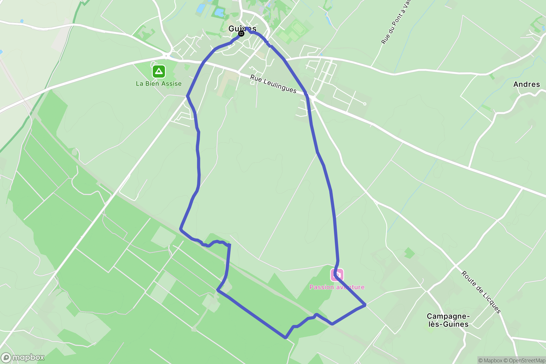 Guines : carte du parcours de randonnée - France