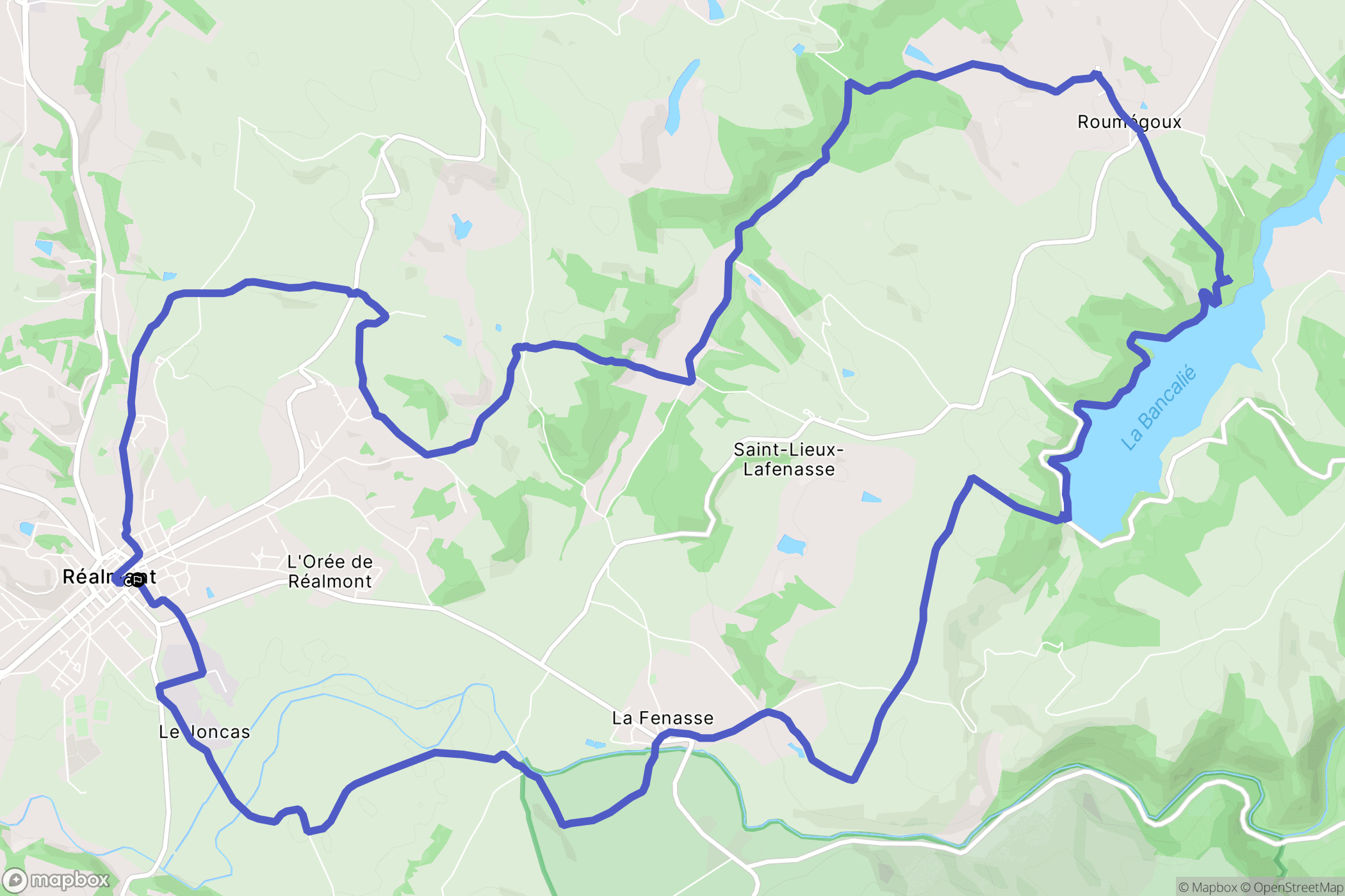 Réalmont : carte du parcours de randonnée - France