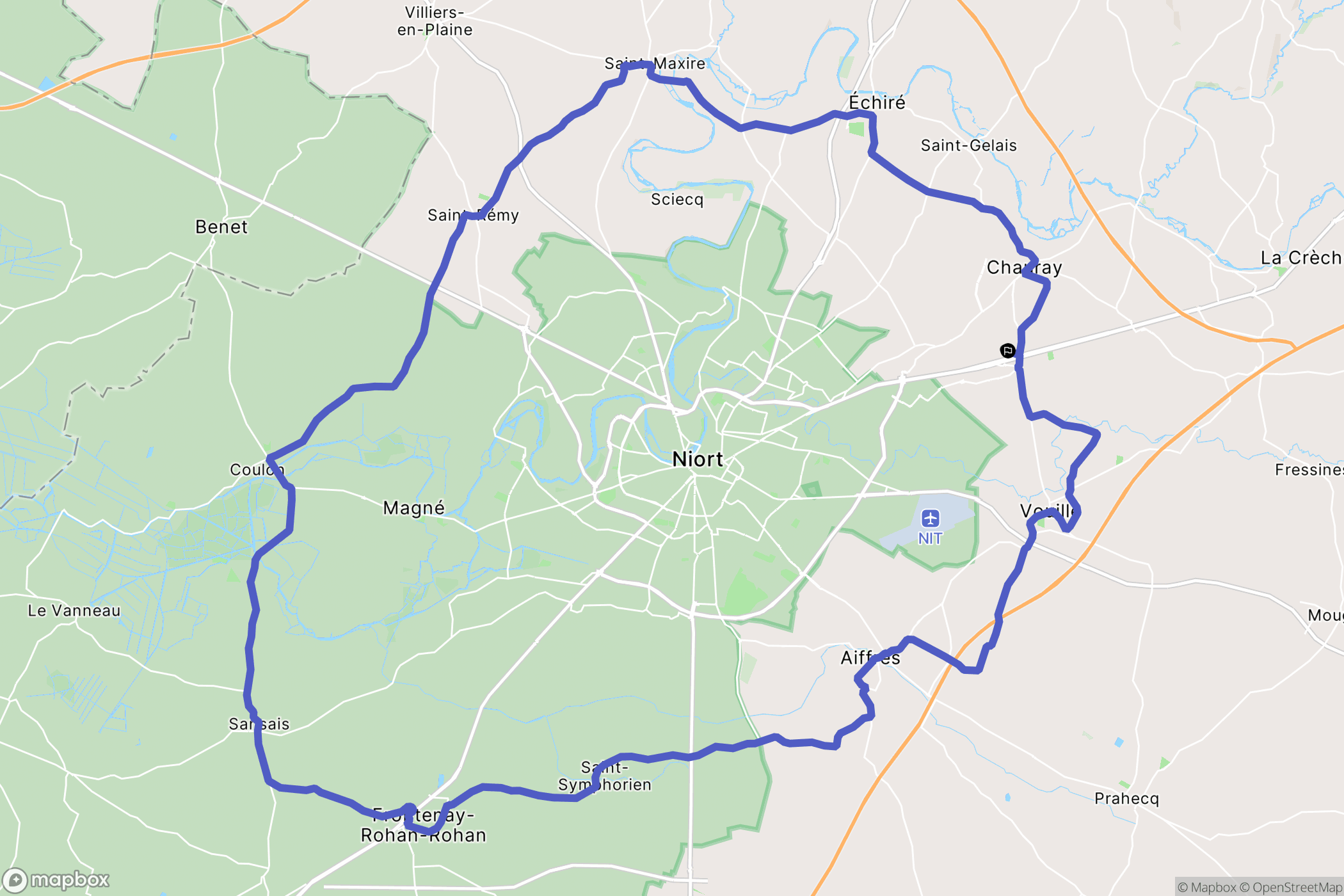 Chauray : carte du parcours de randonnée - France