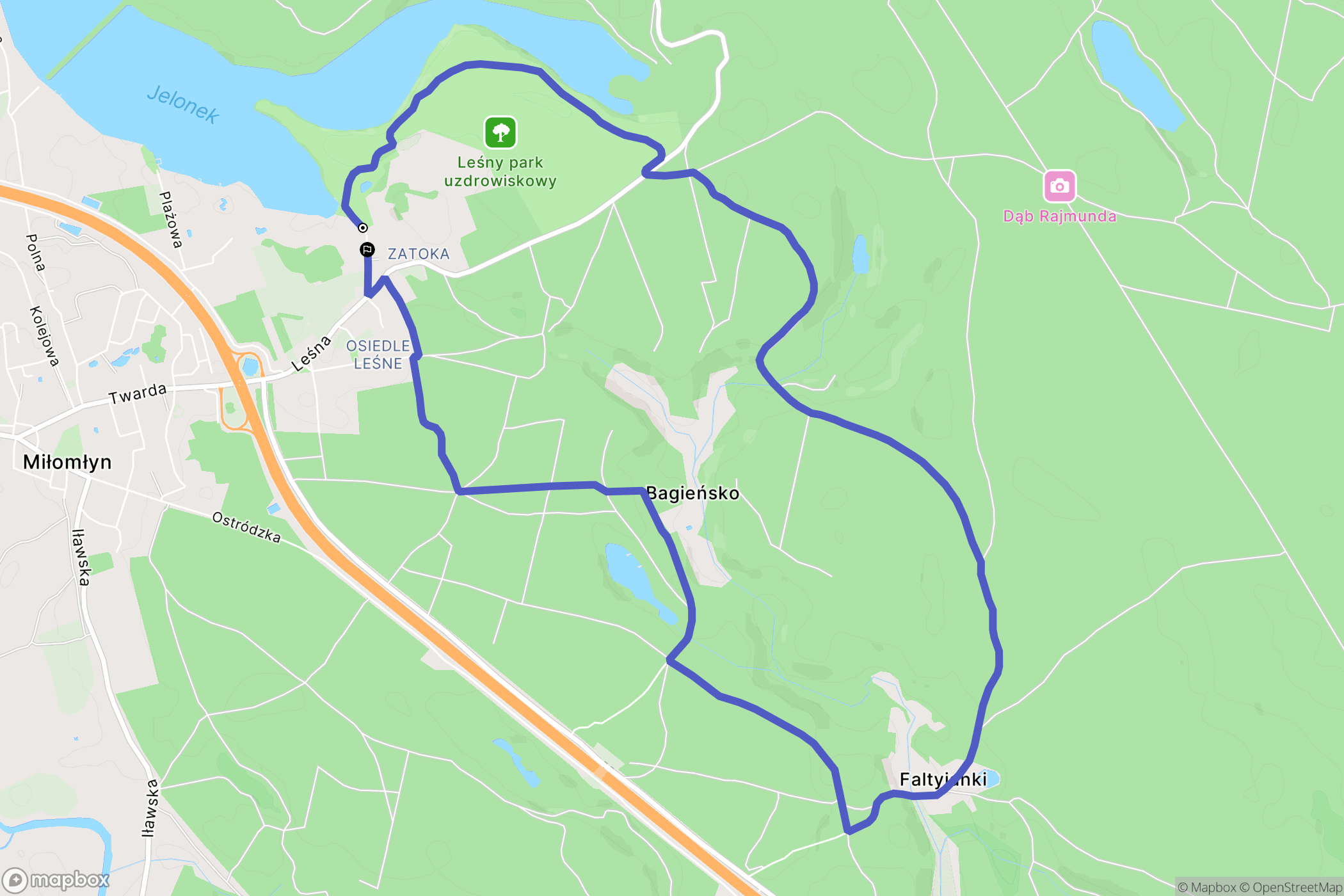 Miłomłyn: mapa trasy - Poland