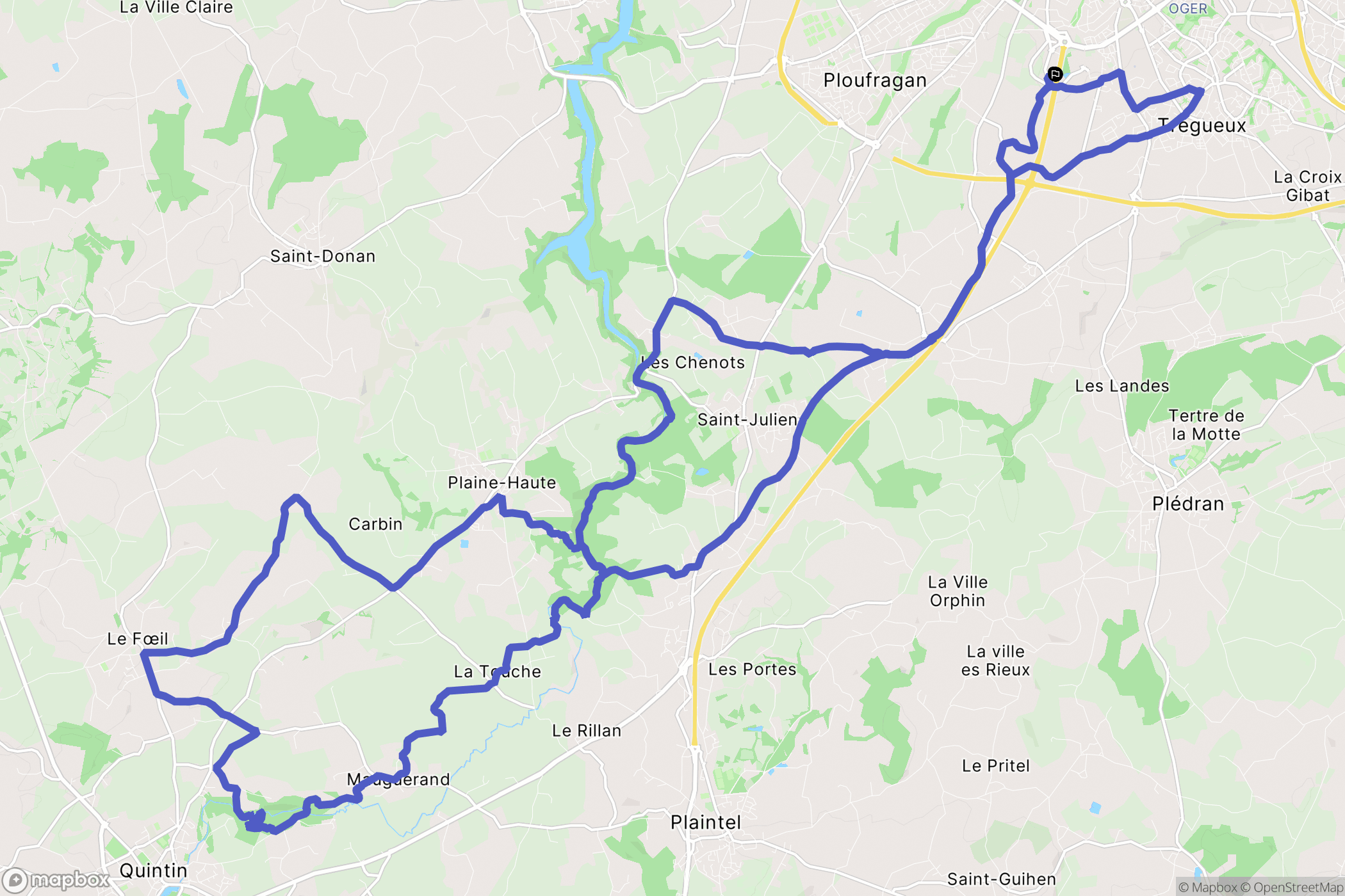 Trégueux : carte du parcours de randonnée - France