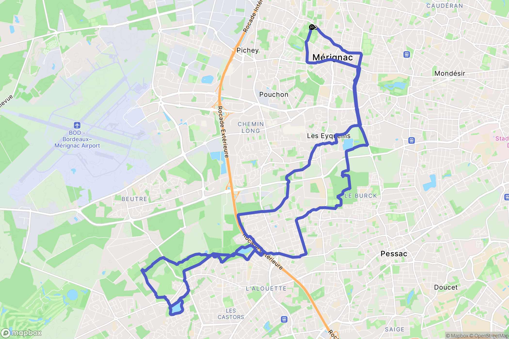 Mérignac : carte du parcours de randonnée - France