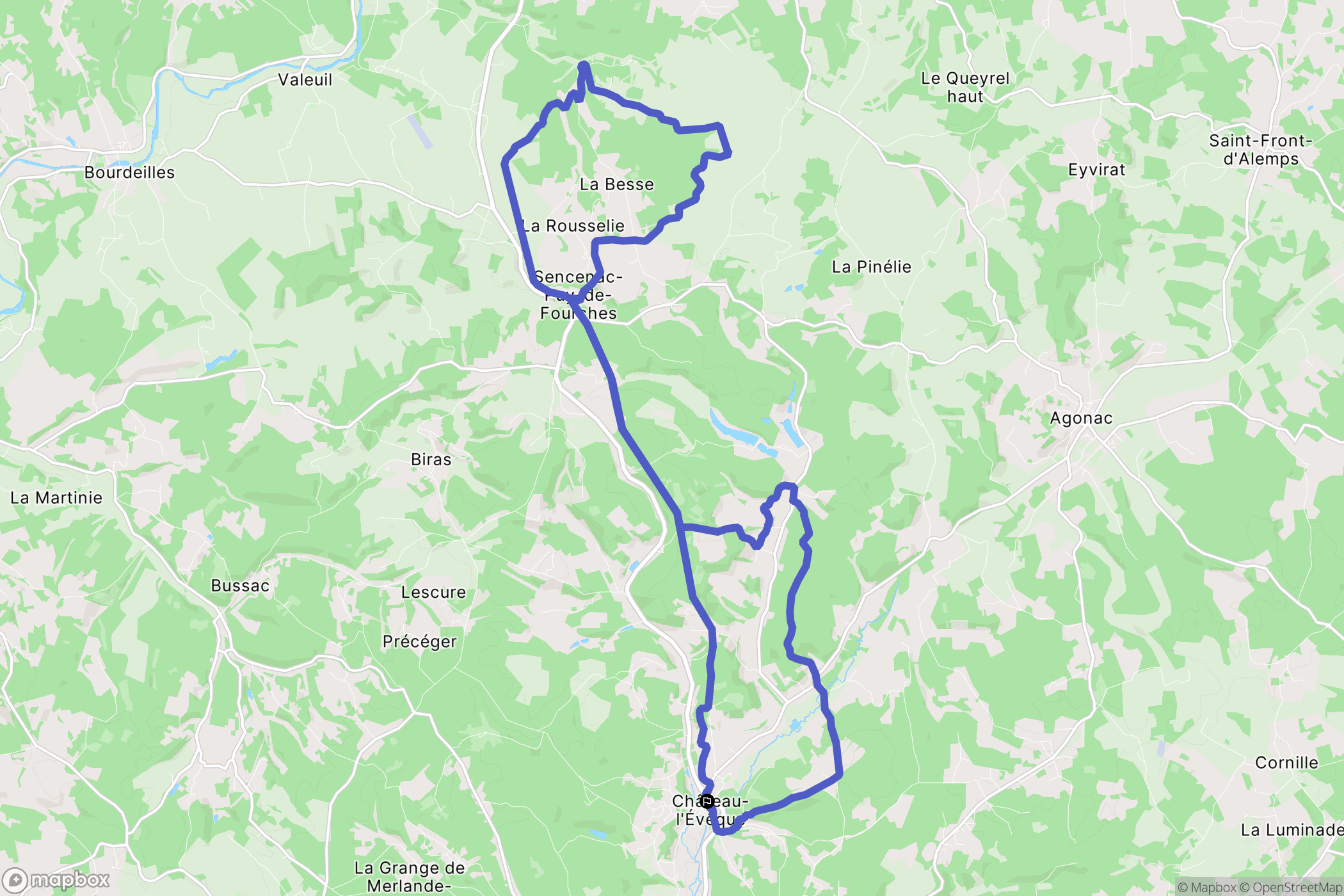 Château-l'Évêque : carte du parcours de randonnée - France