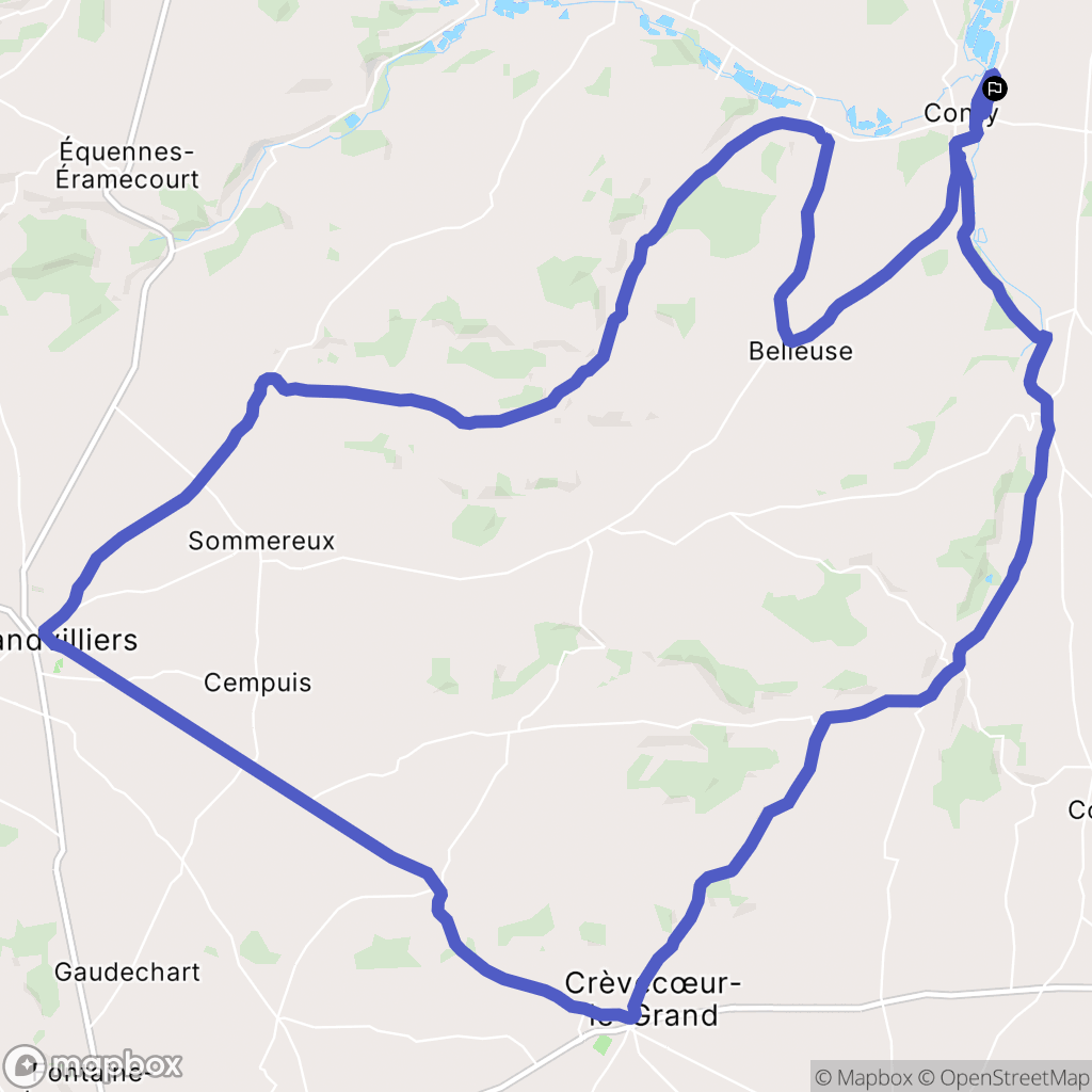 Conty : carte du parcours de randonnée - France