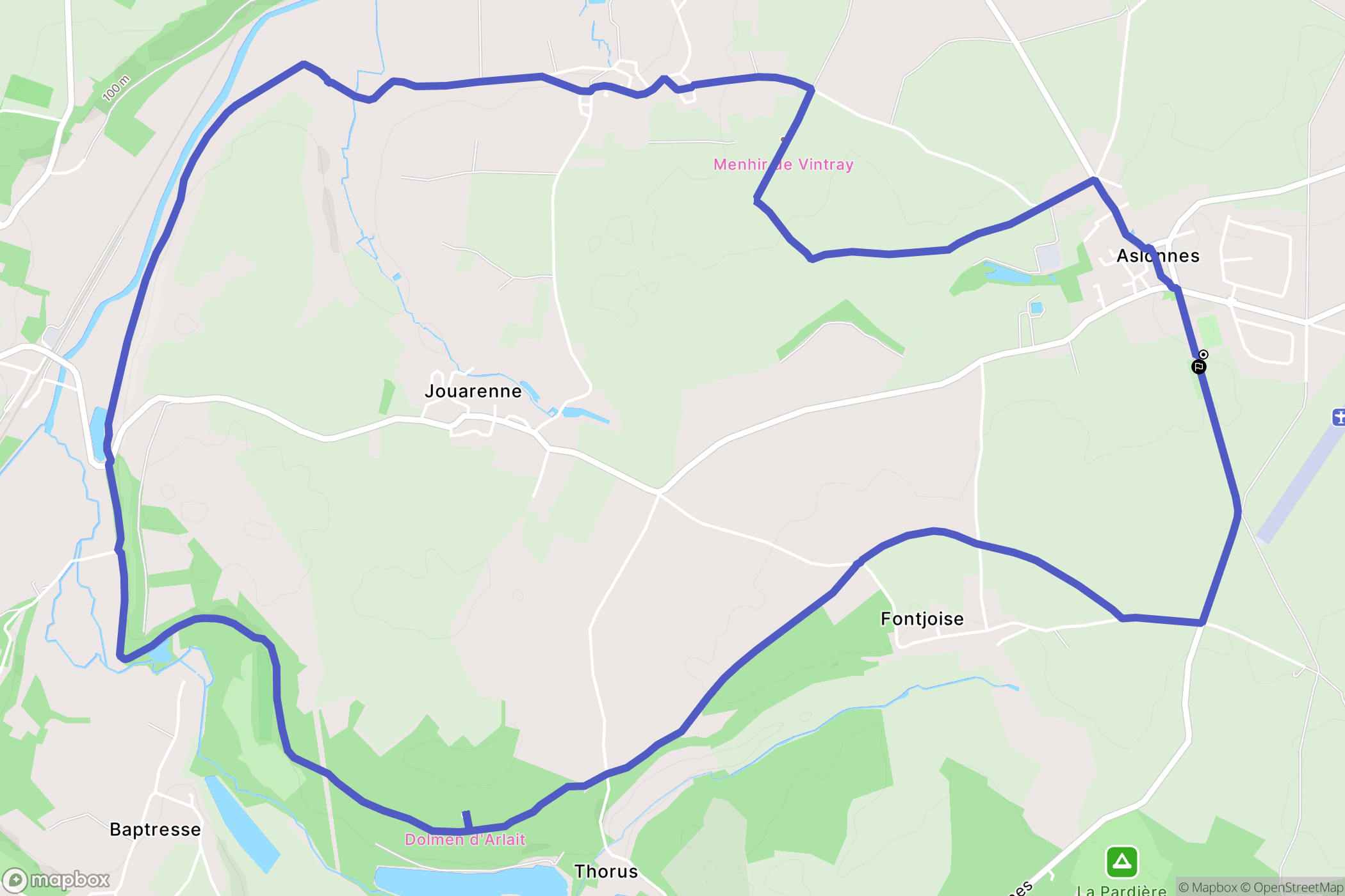 Aslonnes : carte du parcours de randonnée - France