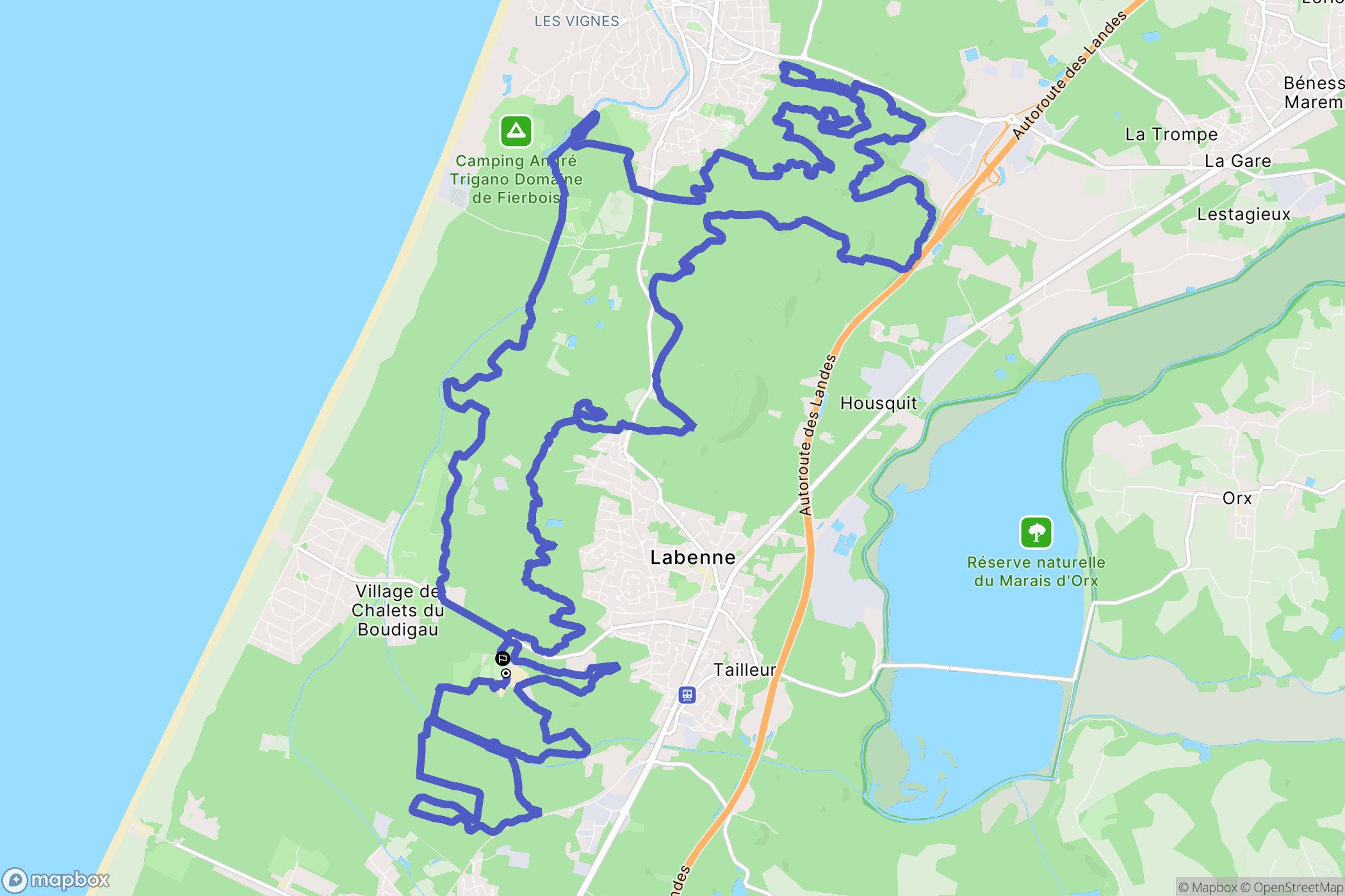 Labenne : carte du parcours de randonnée - France