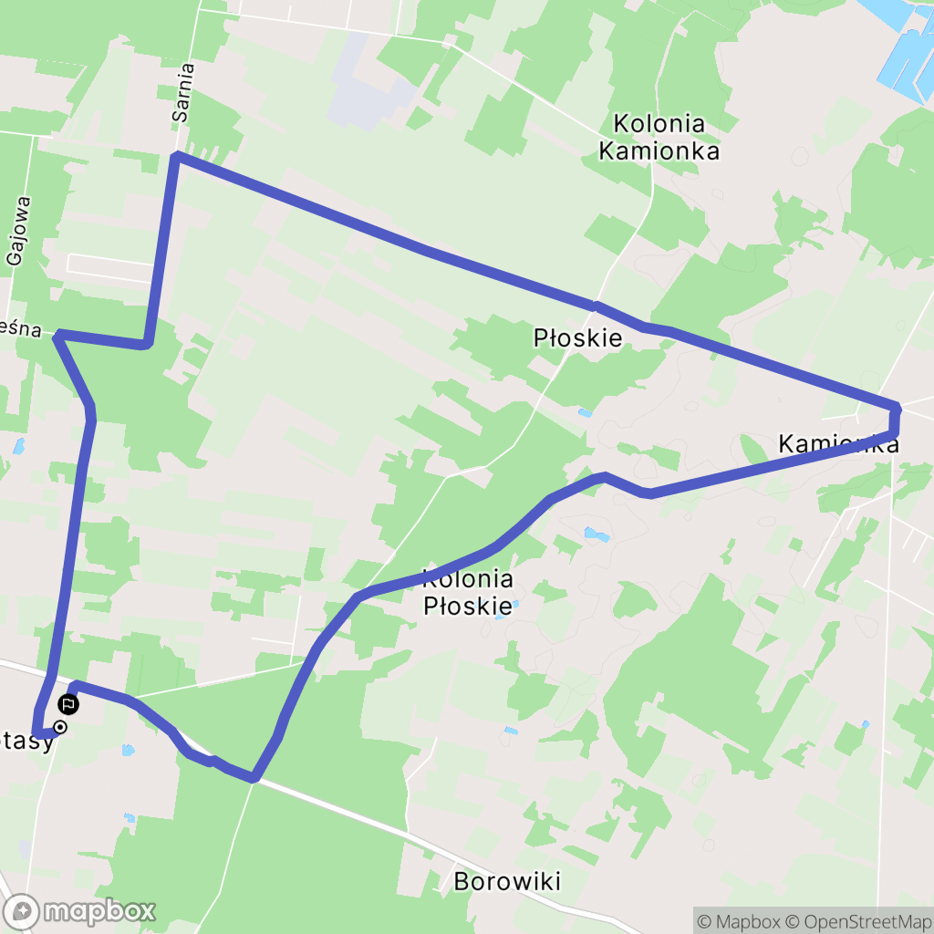 Protasy: mapa trasy - Poland