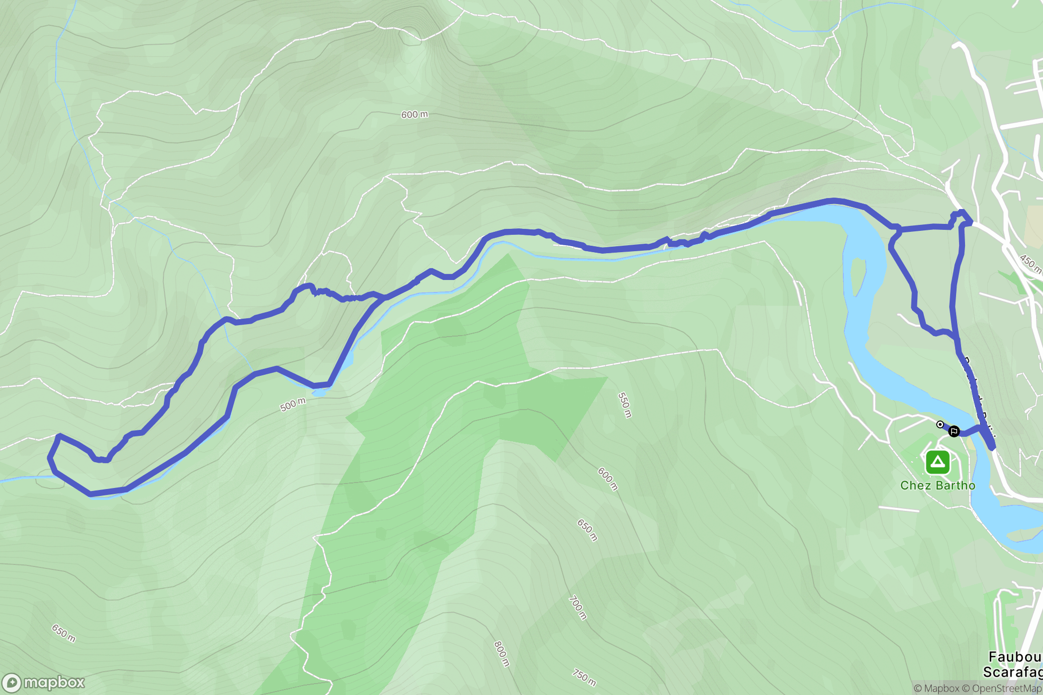Corte : carte du parcours de randonnée - France