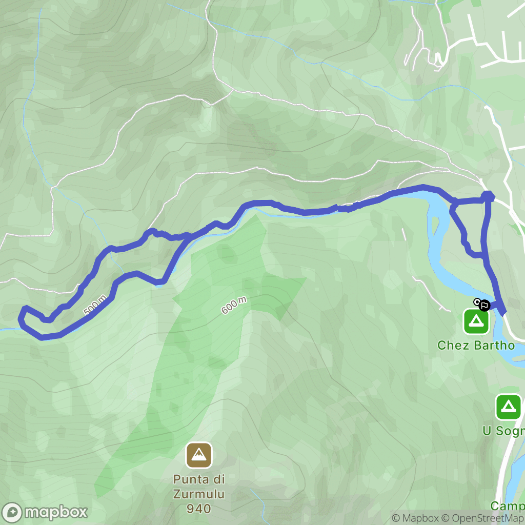 Corte : carte du parcours de randonnée - France