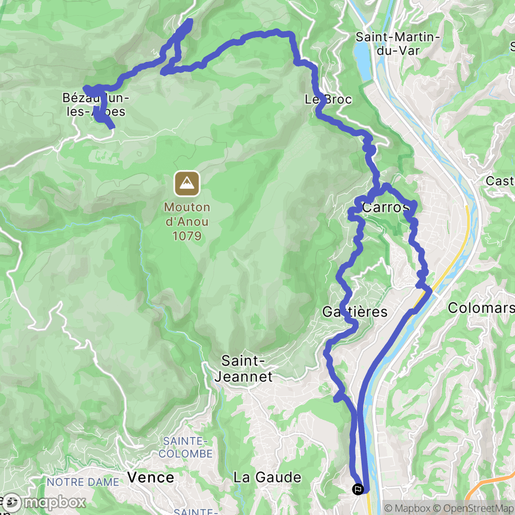 La Gaude : carte du parcours de randonnée - France
