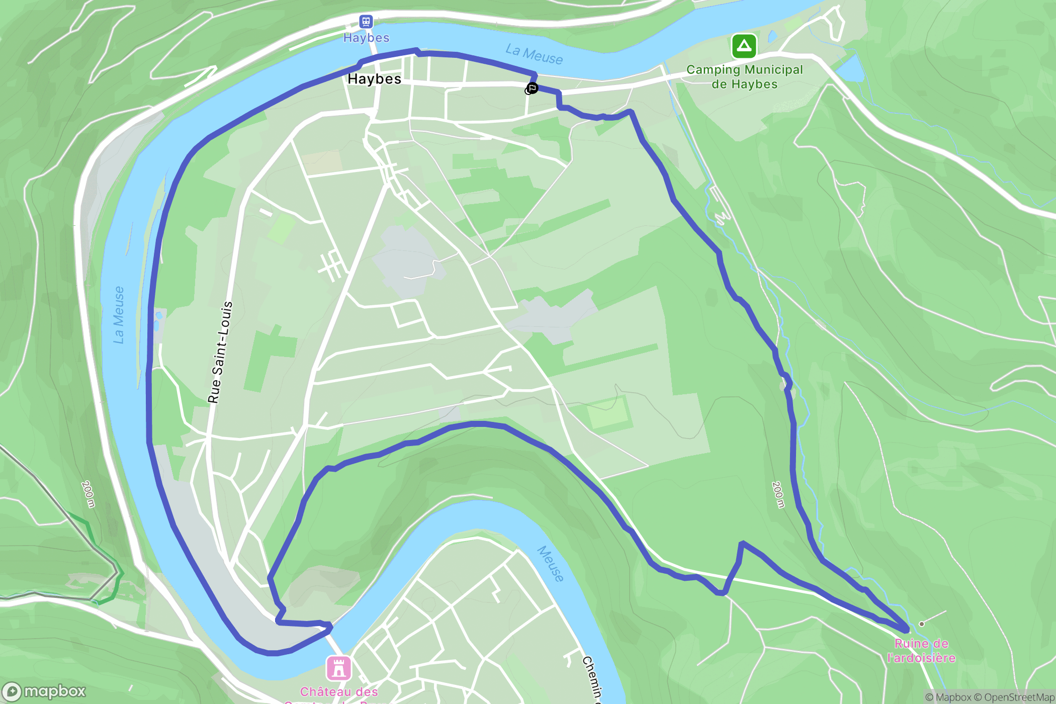Haybes : carte du parcours de randonnée - France