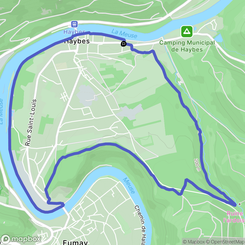Haybes : carte du parcours de randonnée - France