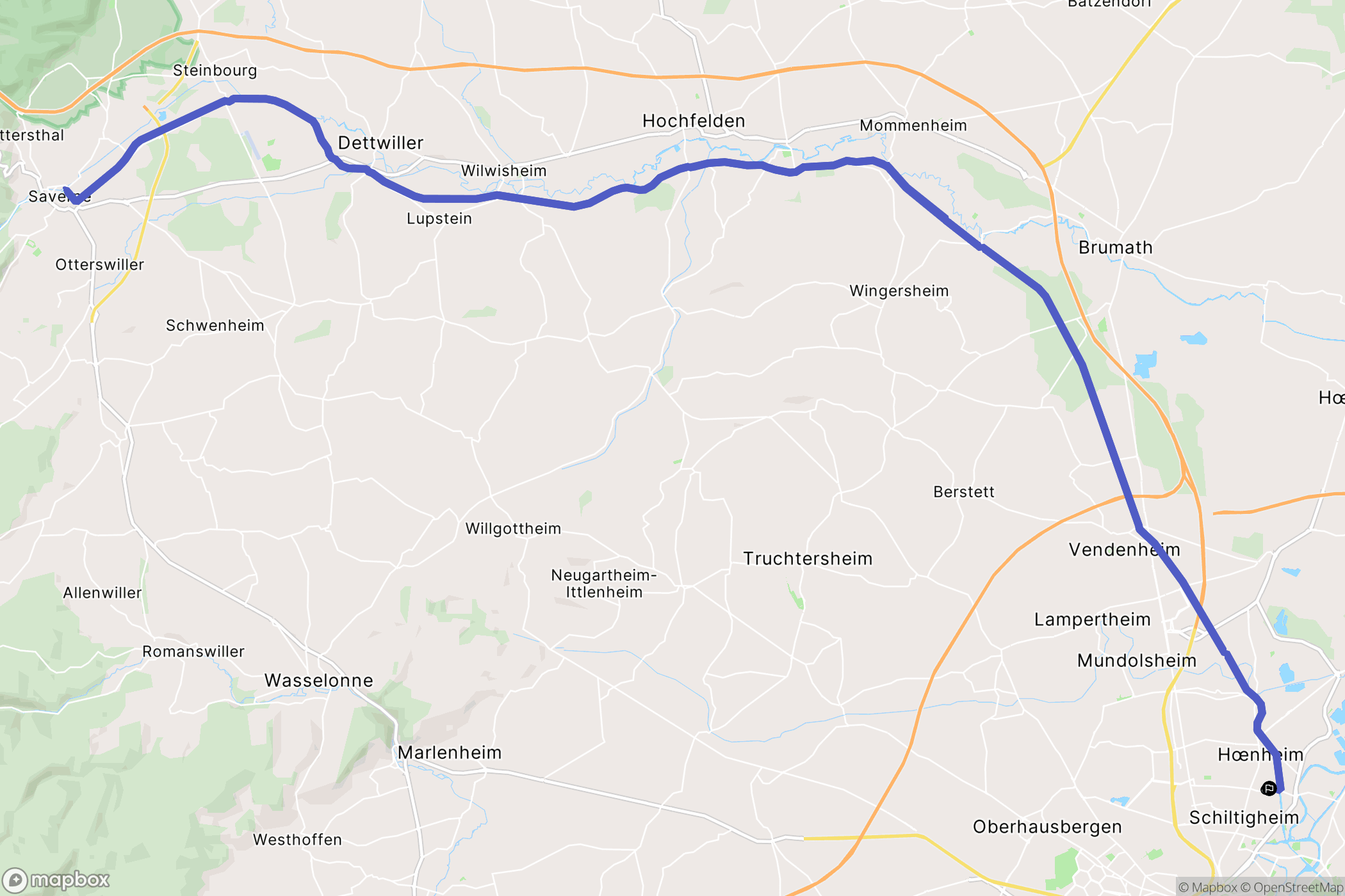 Bischheim : carte du parcours de randonnée - France