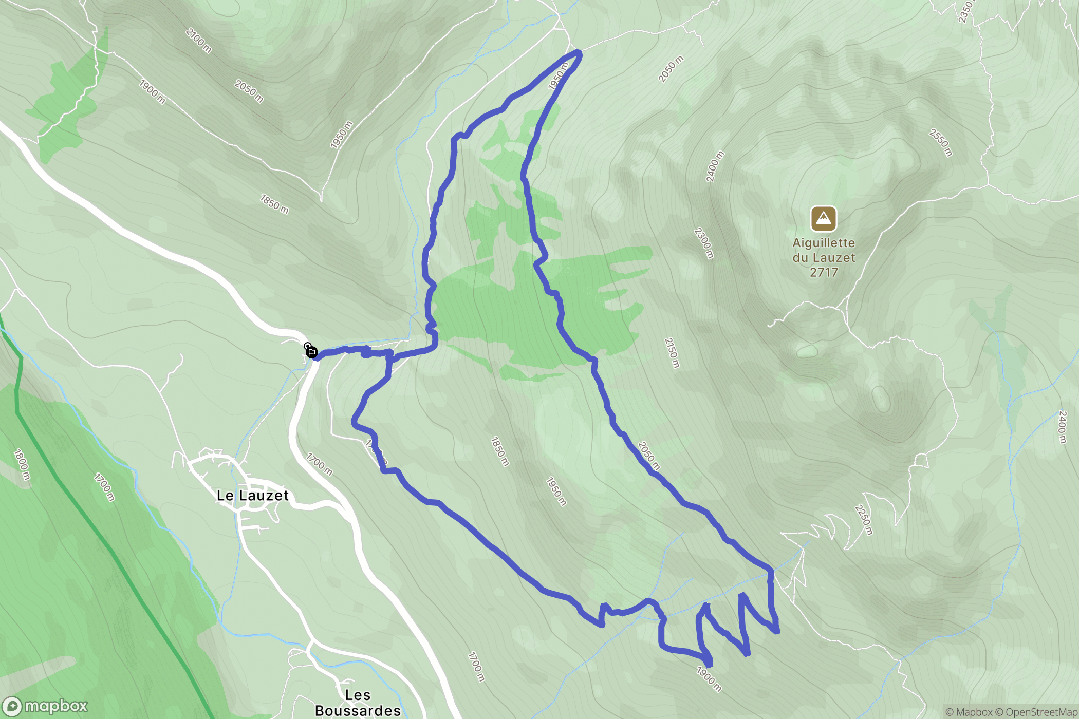 Le Monêtier-les-Bains : carte du parcours de randonnée - France