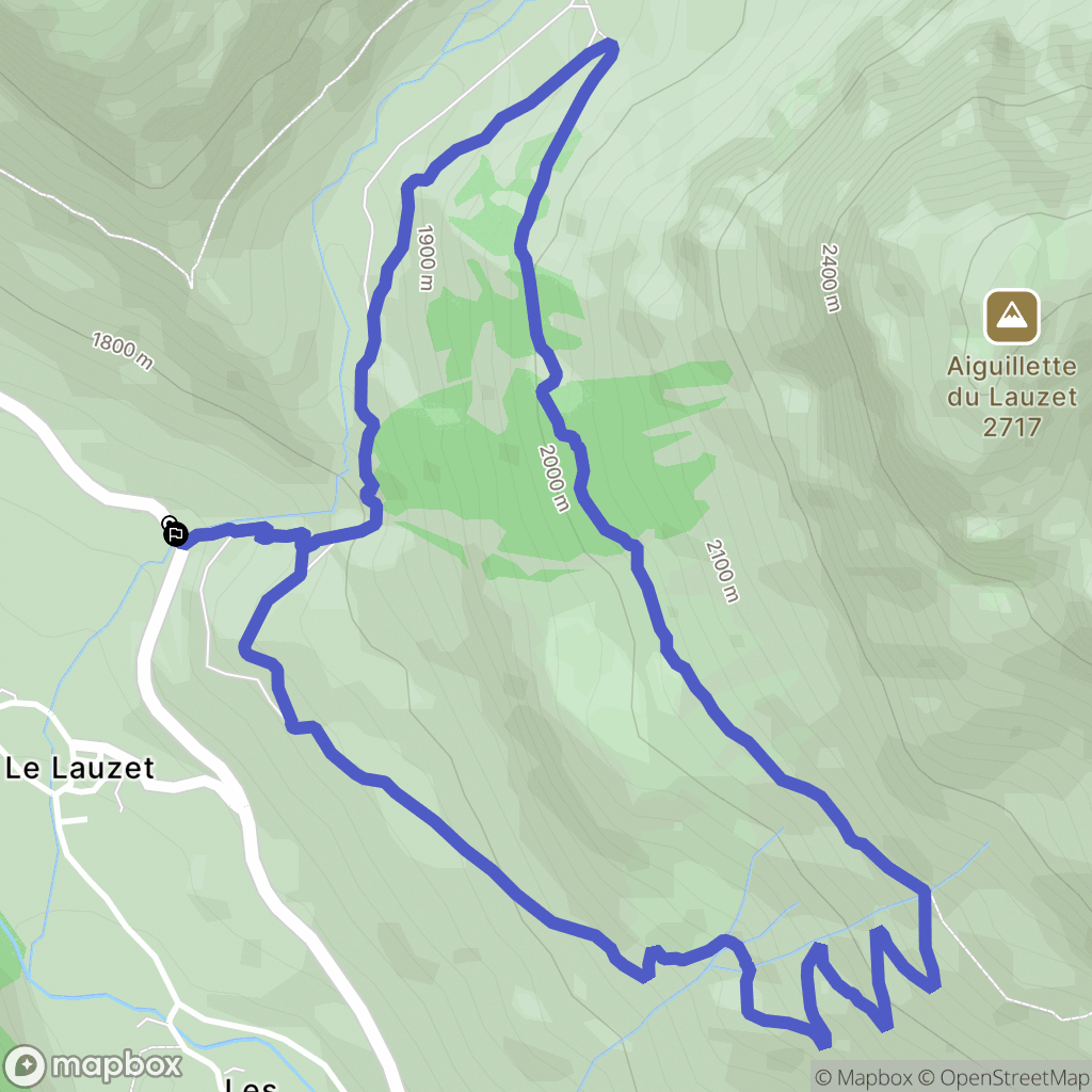 Le Monêtier-les-Bains : carte du parcours de randonnée - France