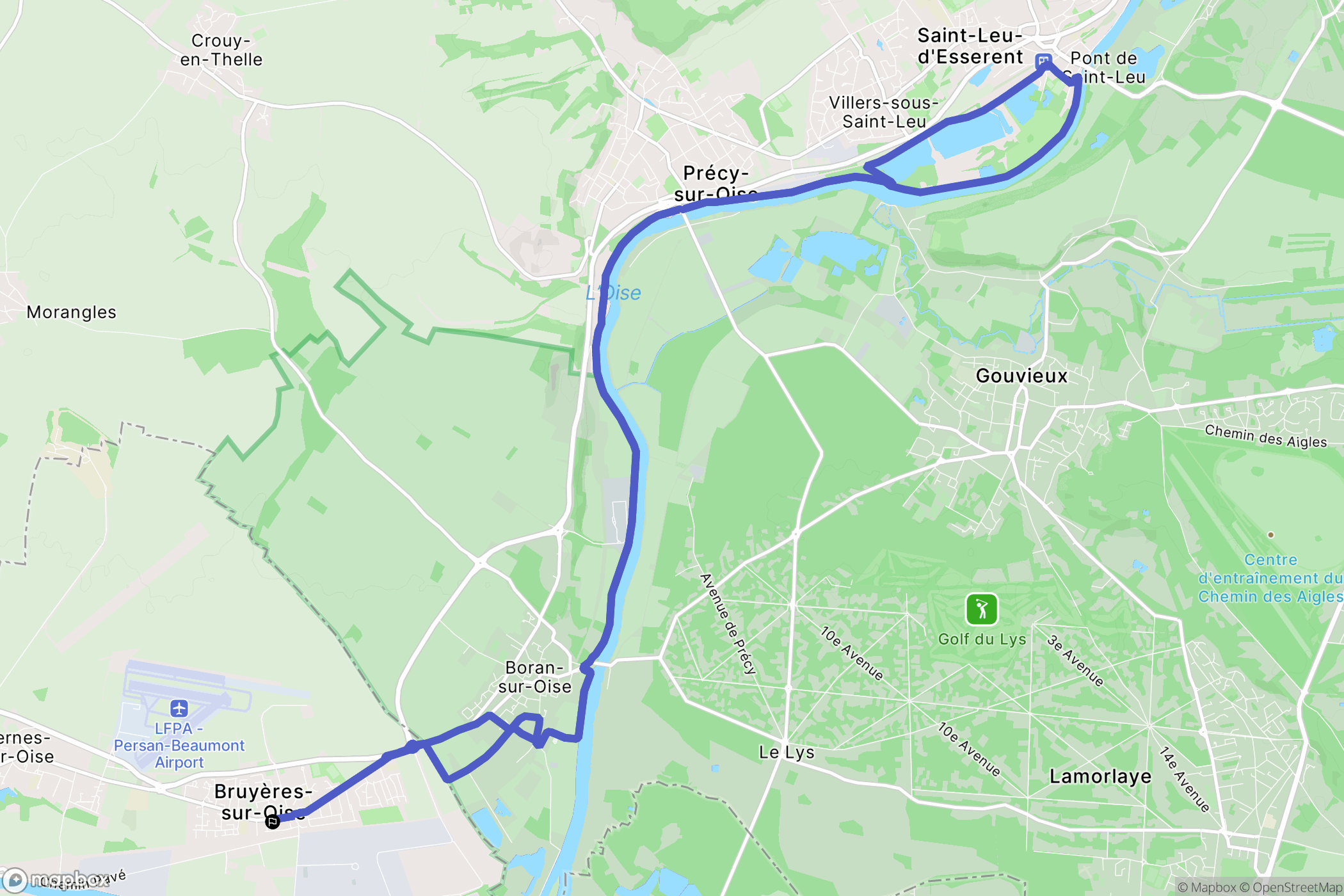 Bruyères-sur-Oise : carte du parcours de randonnée - France