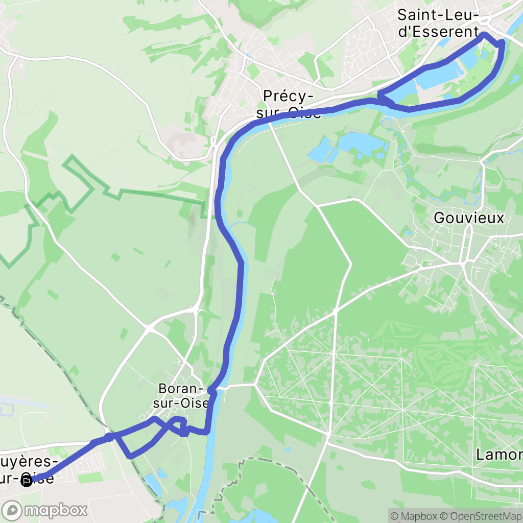 Bruyères-sur-Oise : carte du parcours de randonnée - France