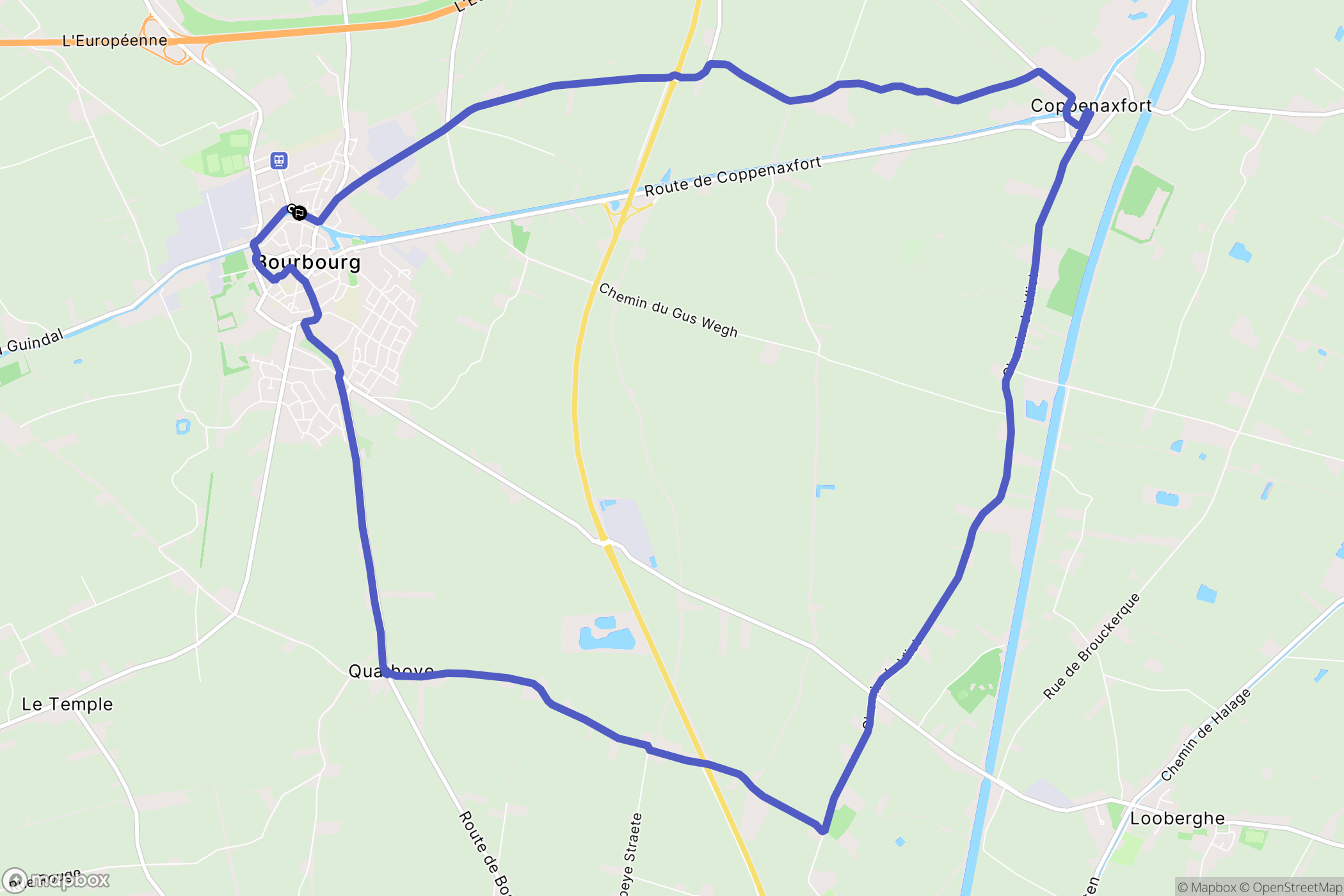 Bourbourg : carte du parcours de randonnée - France