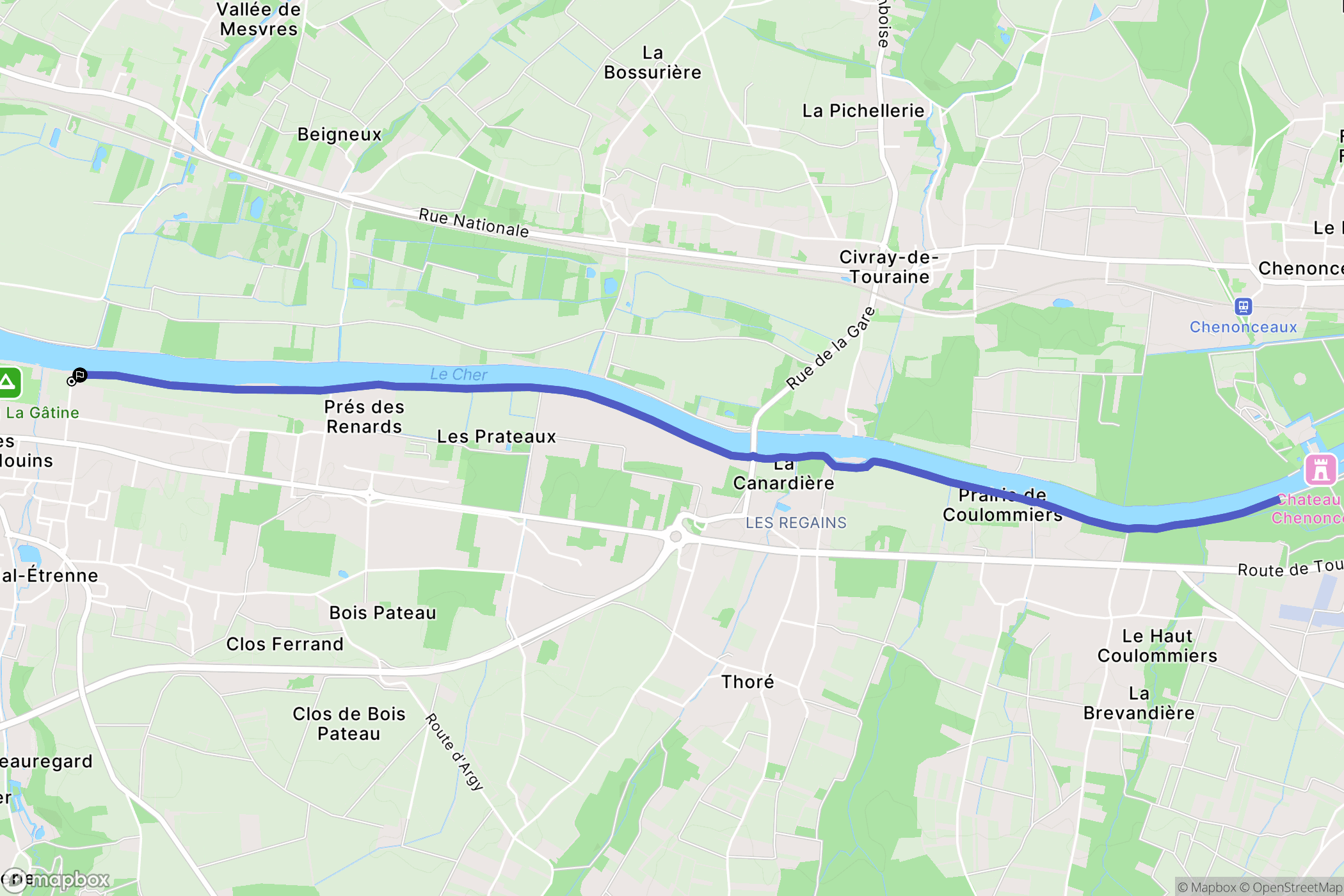 Bléré : carte du parcours de randonnée - France