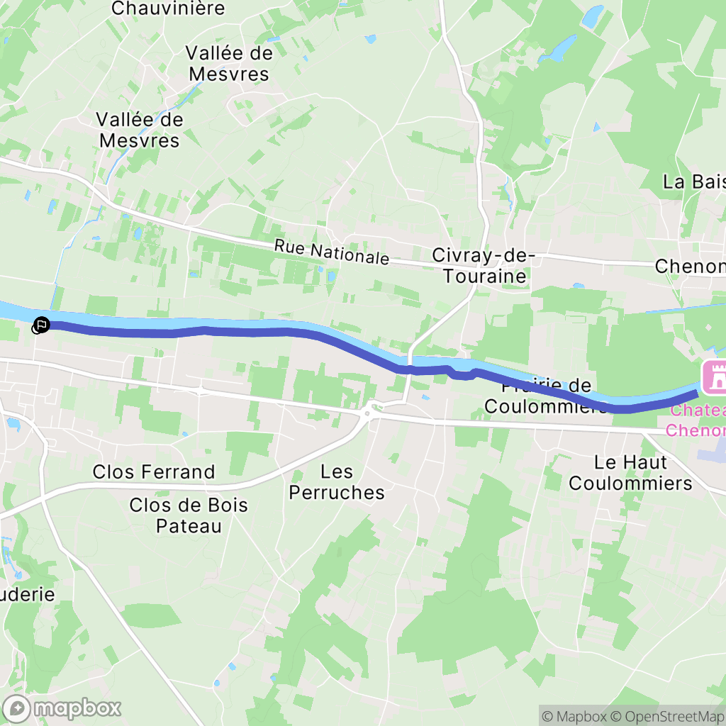 Bléré : carte du parcours de randonnée - France