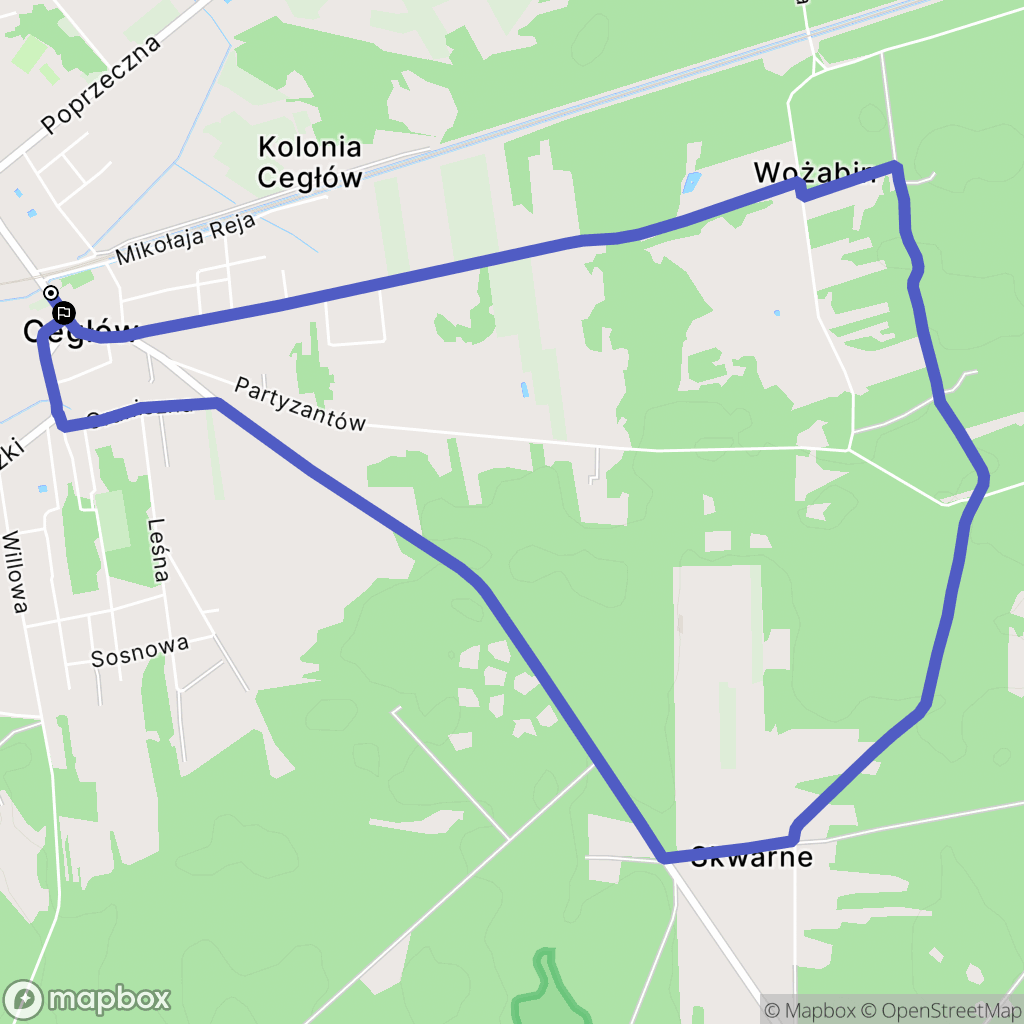 Cegłów: mapa trasy - Poland