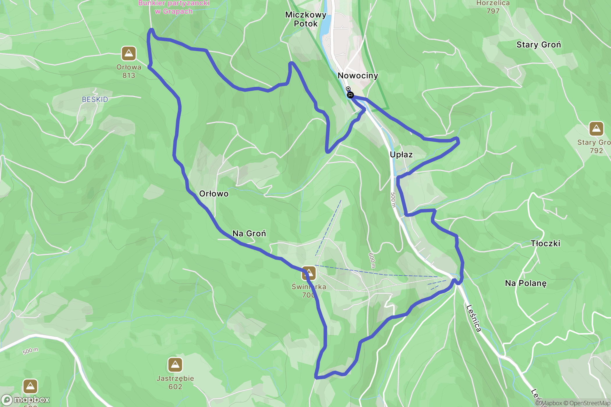 Brenna: mapa trasy - Poland