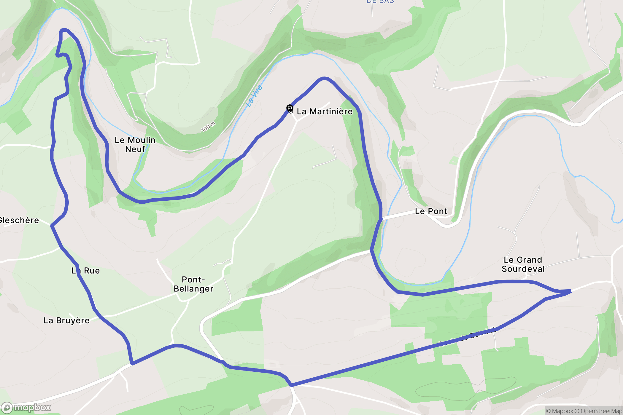 Pont-Bellanger : carte du parcours de randonnée - France