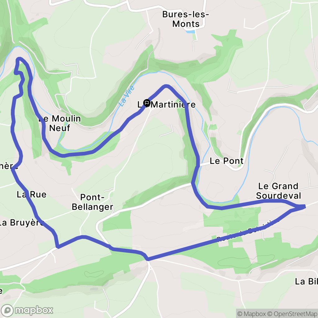Pont-Bellanger : carte du parcours de randonnée - France