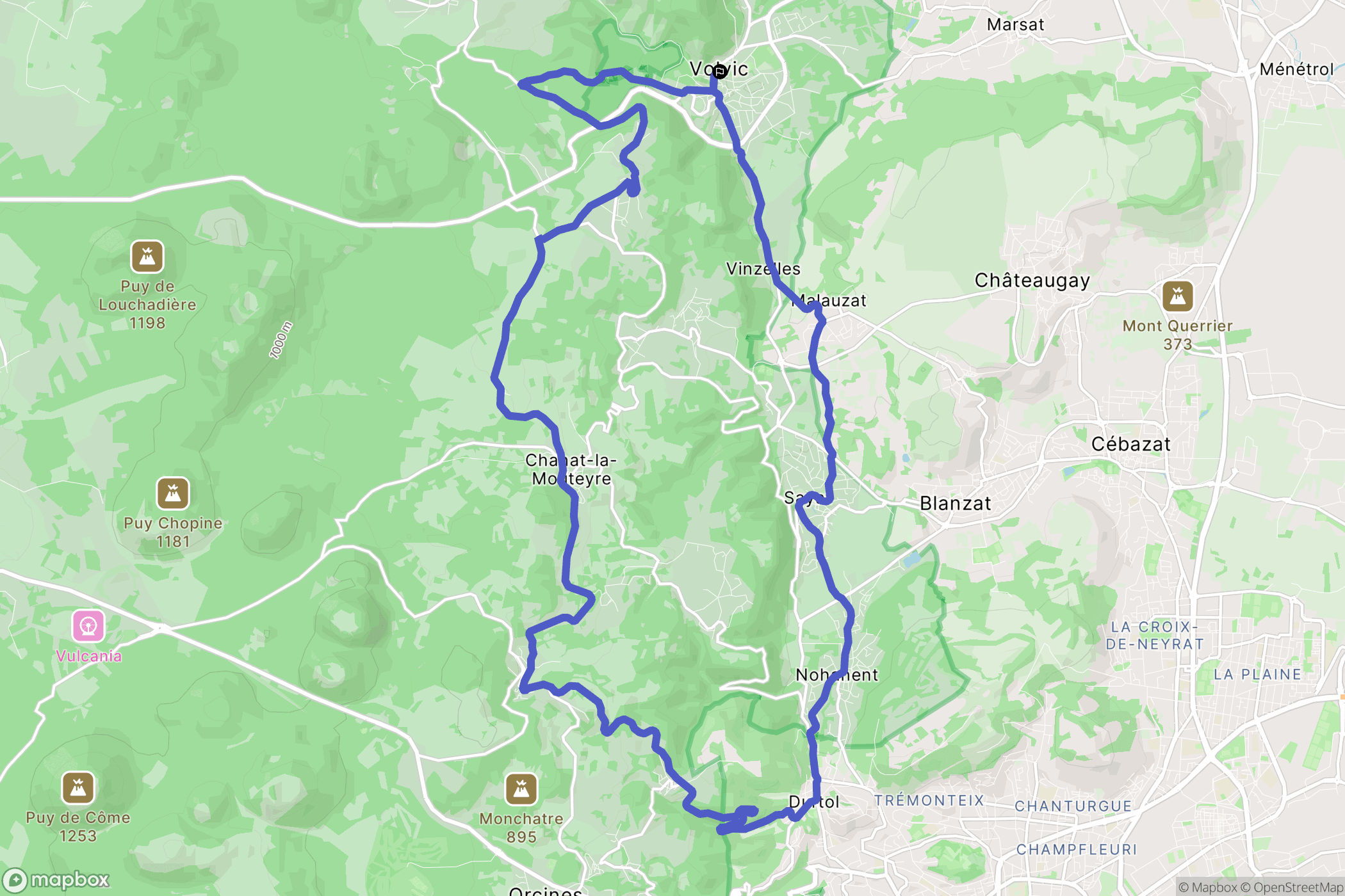 Volvic : carte du parcours de randonnée - France