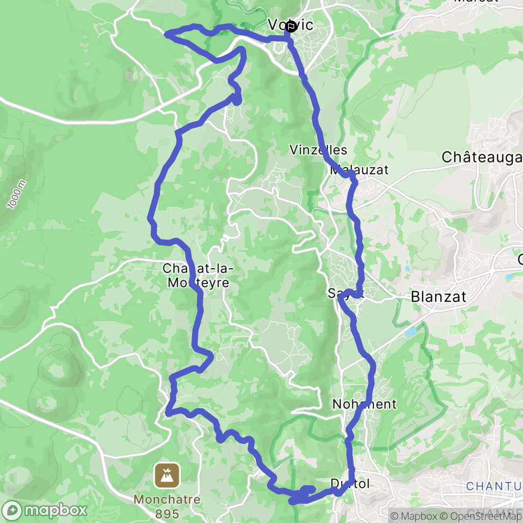 Volvic : carte du parcours de randonnée - France