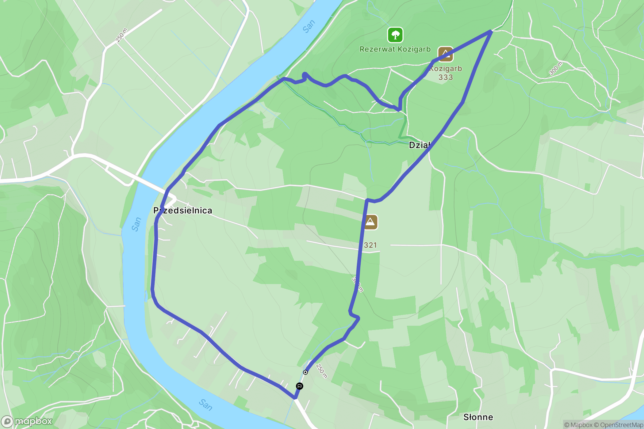 Słonne: mapa trasy - Poland