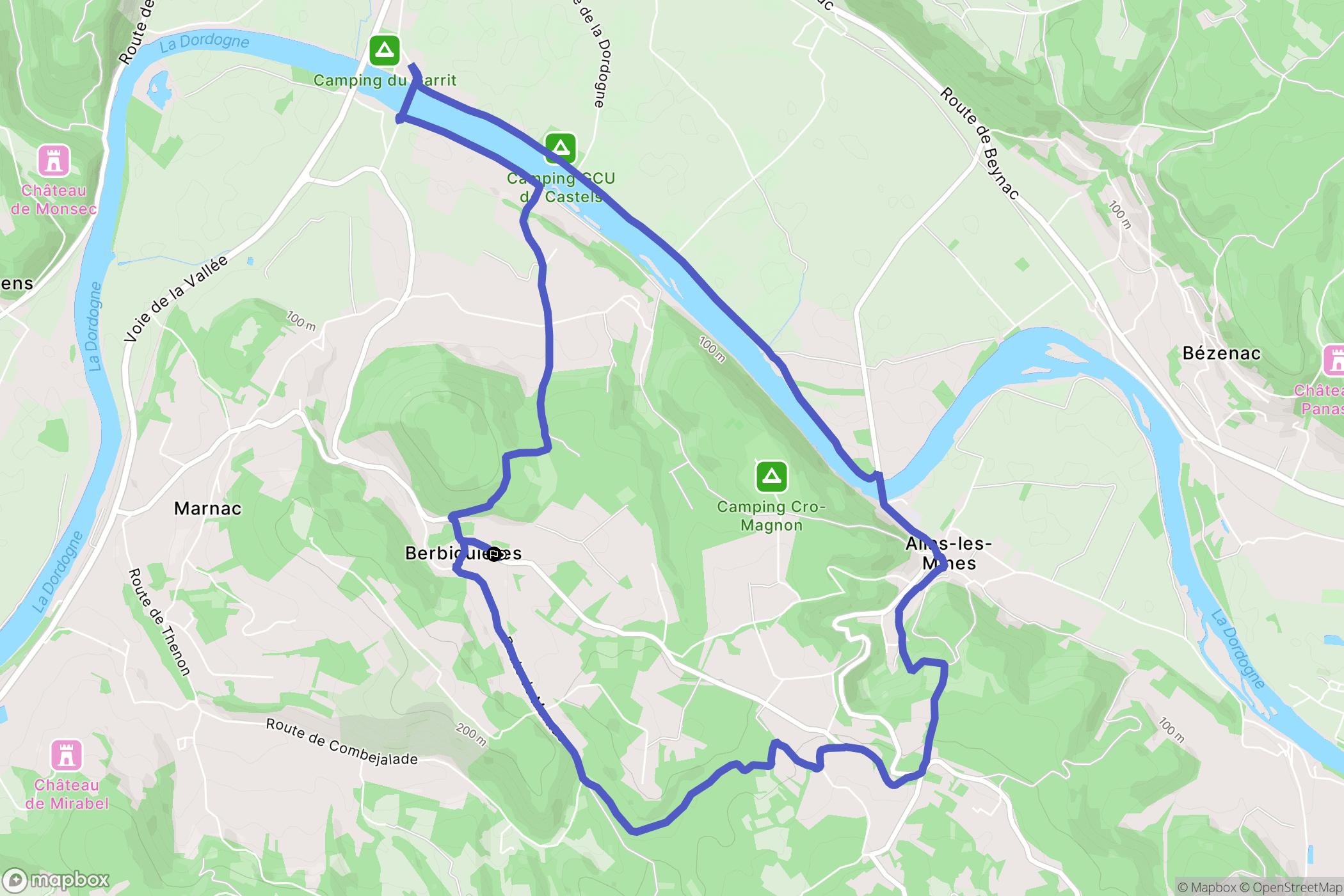 Berbiguières : carte du parcours de randonnée - France