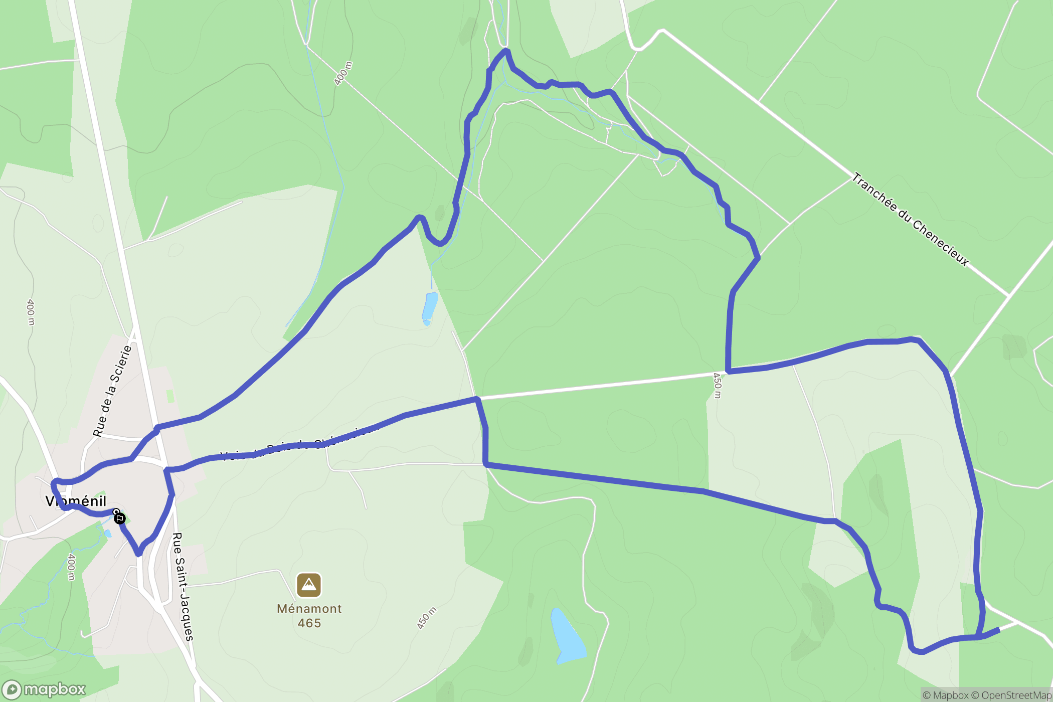 Vioménil : carte du parcours de randonnée - France