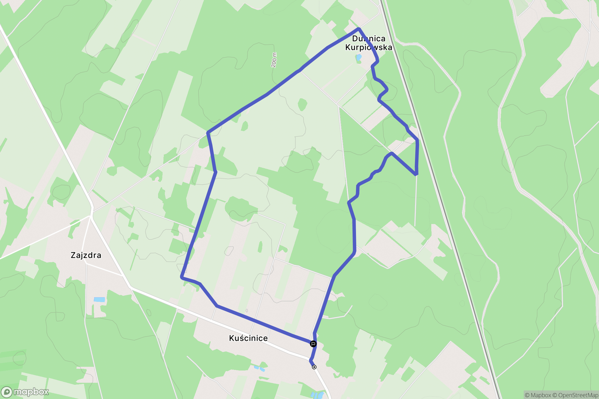 Kuścińce: mapa trasy - Poland