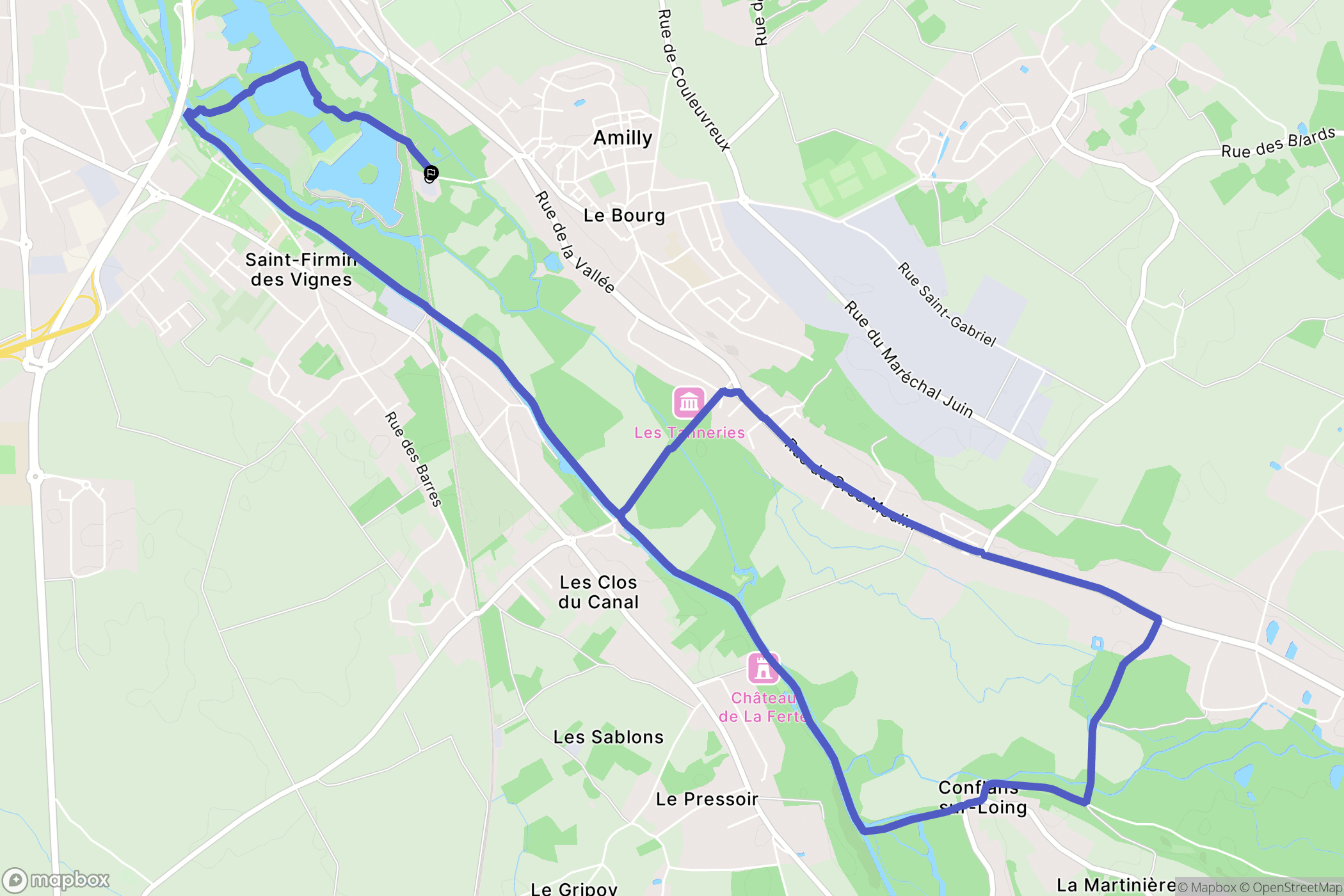 Amilly : carte du parcours de randonnée - France