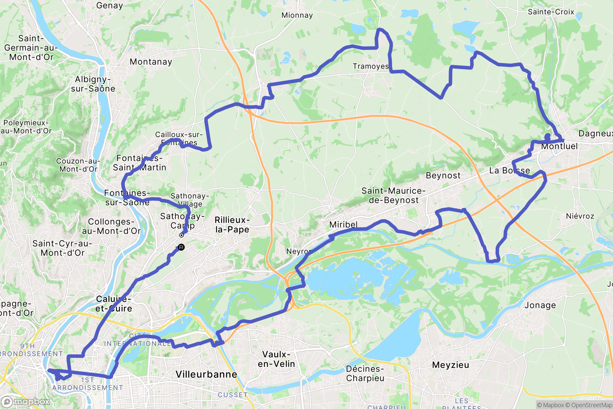 Sathonay-Camp : carte du parcours de randonnée - France