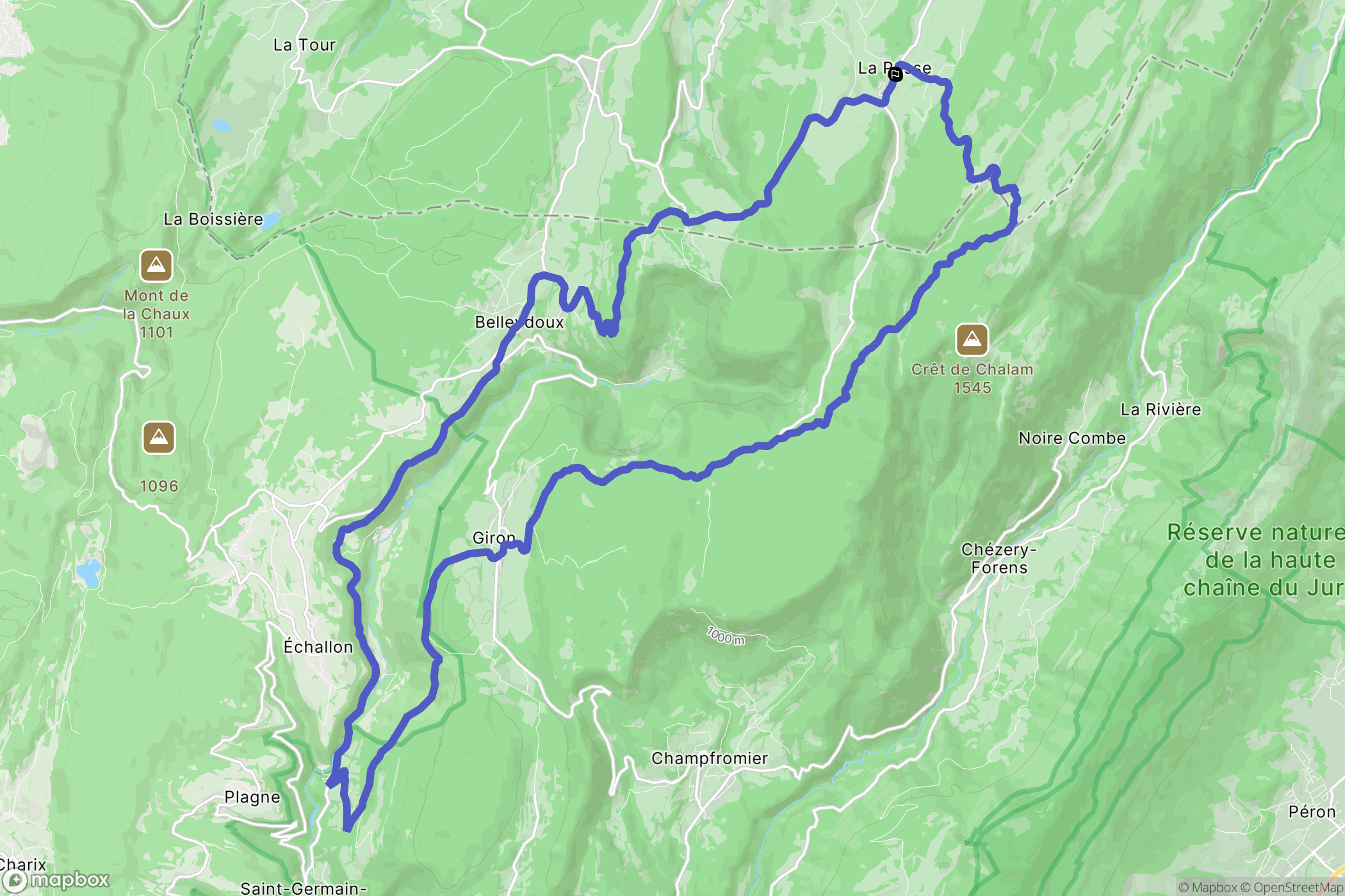 La Pesse : carte du parcours de randonnée - France