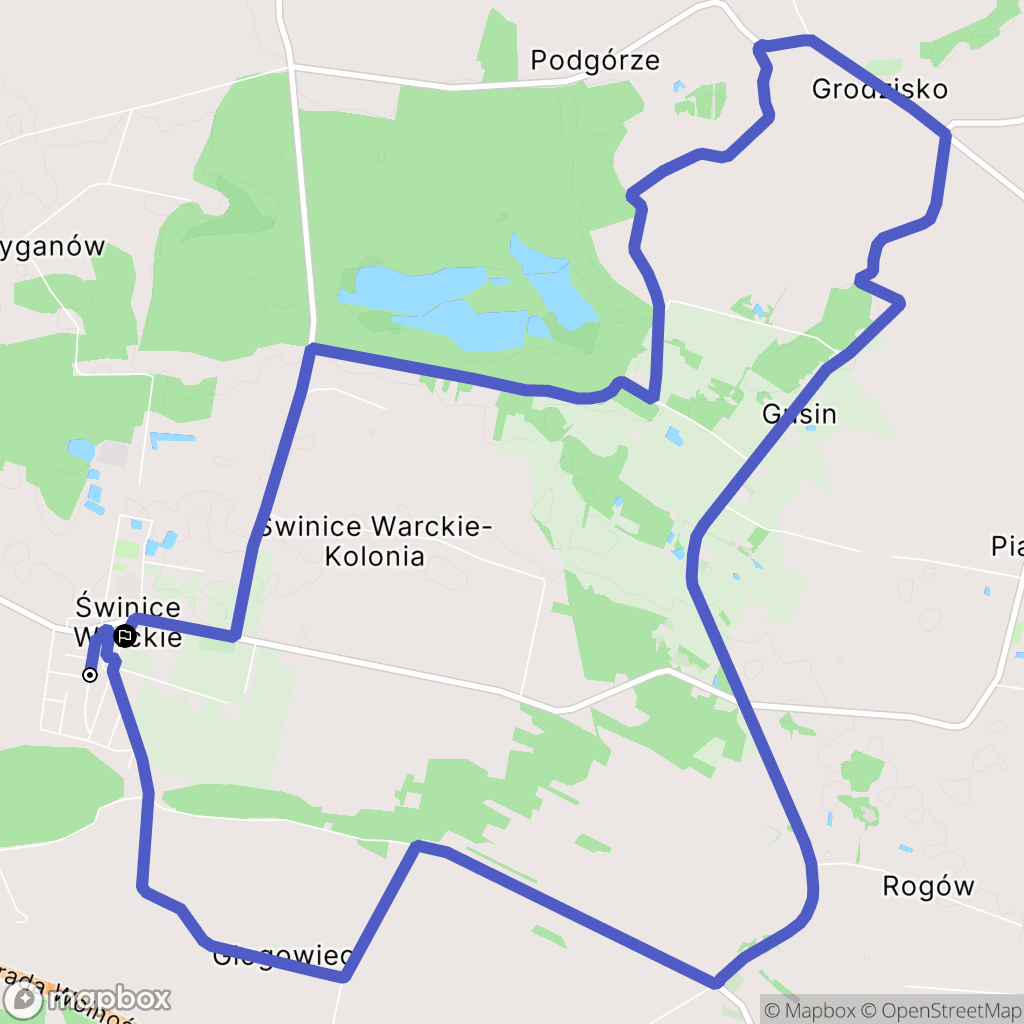 Świnice Warckie: mapa trasy - Poland